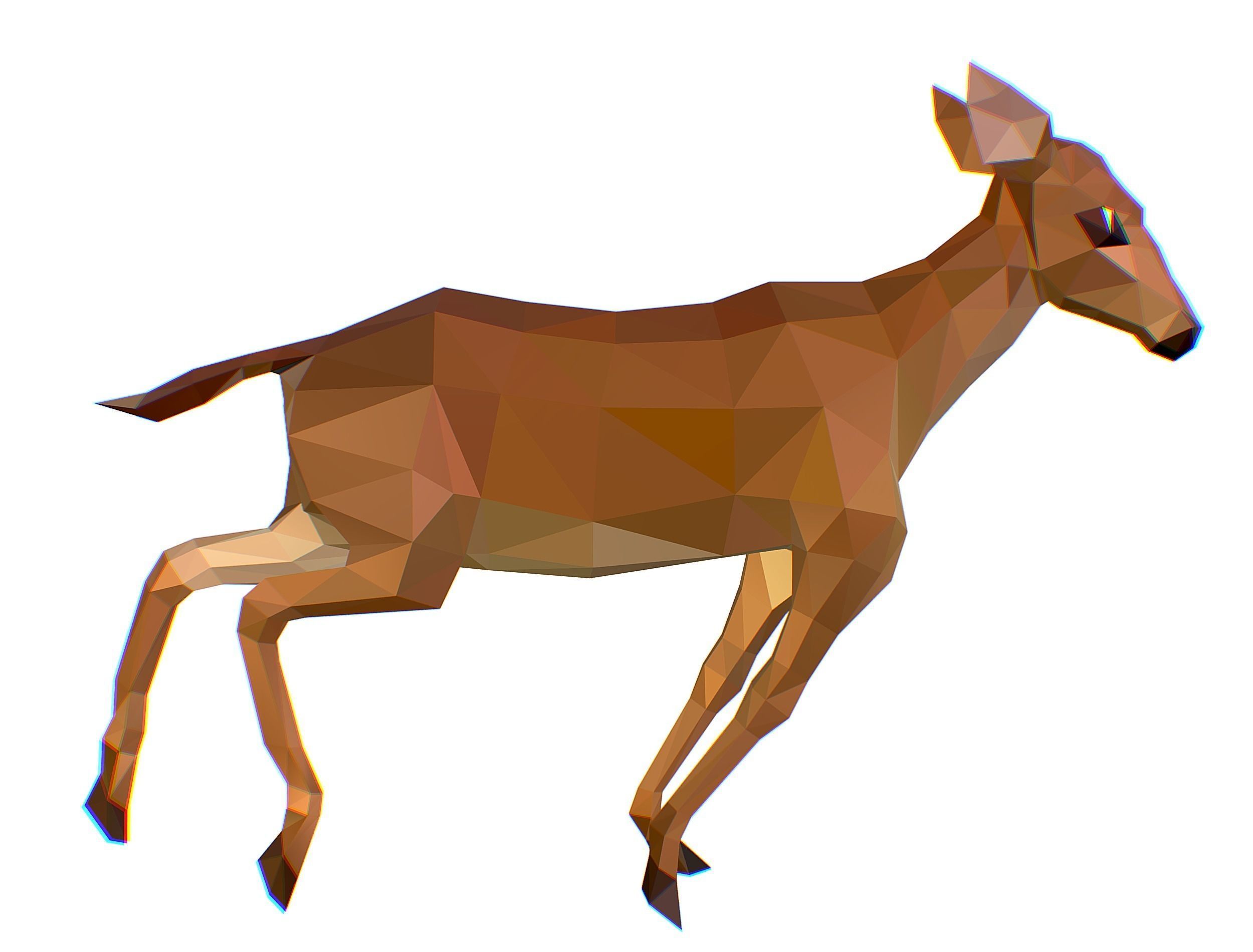 Animated Deer Lowpoly Art Style Low-poly 3D model_2