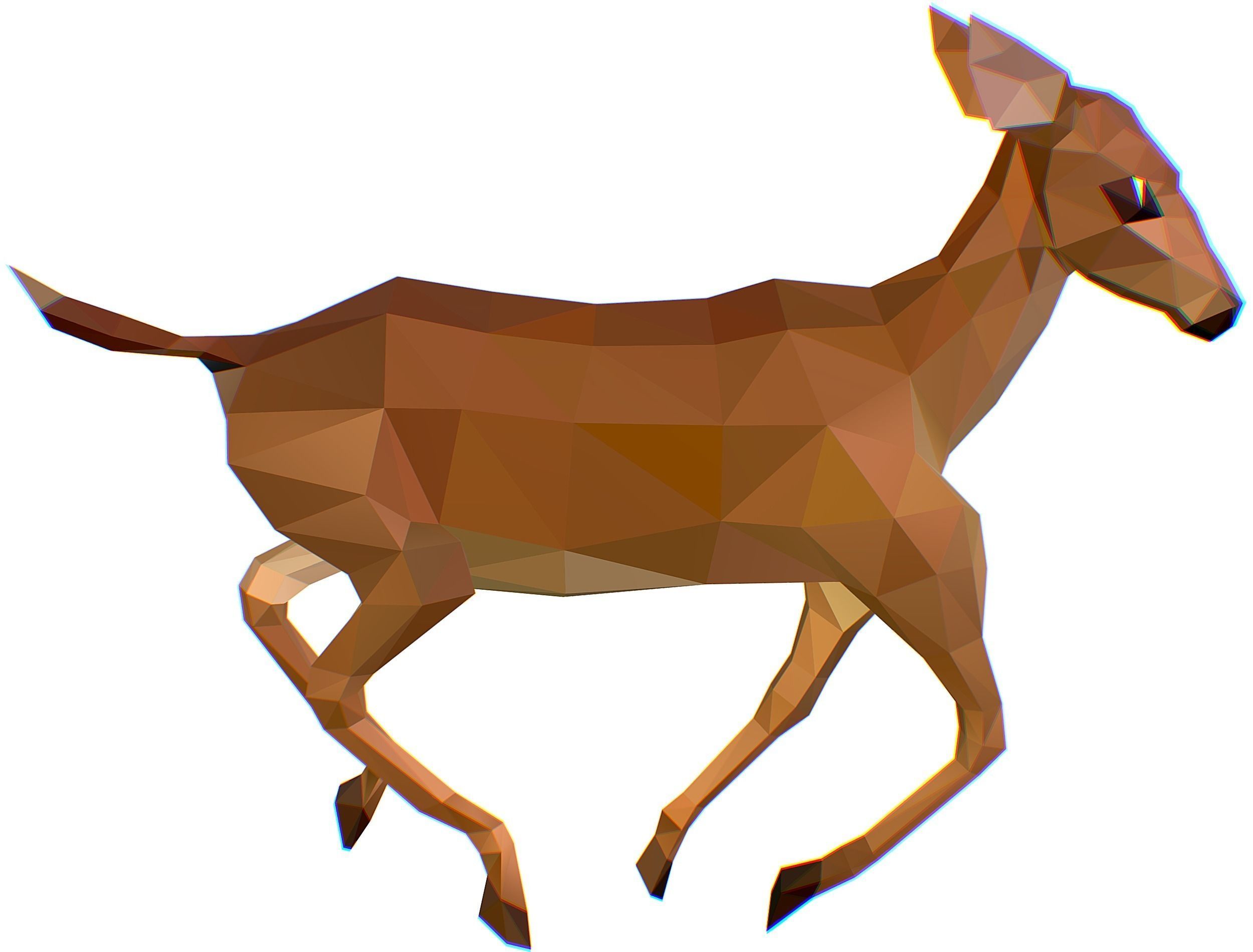 Animated Deer Lowpoly Art Style Low-poly 3D model_25
