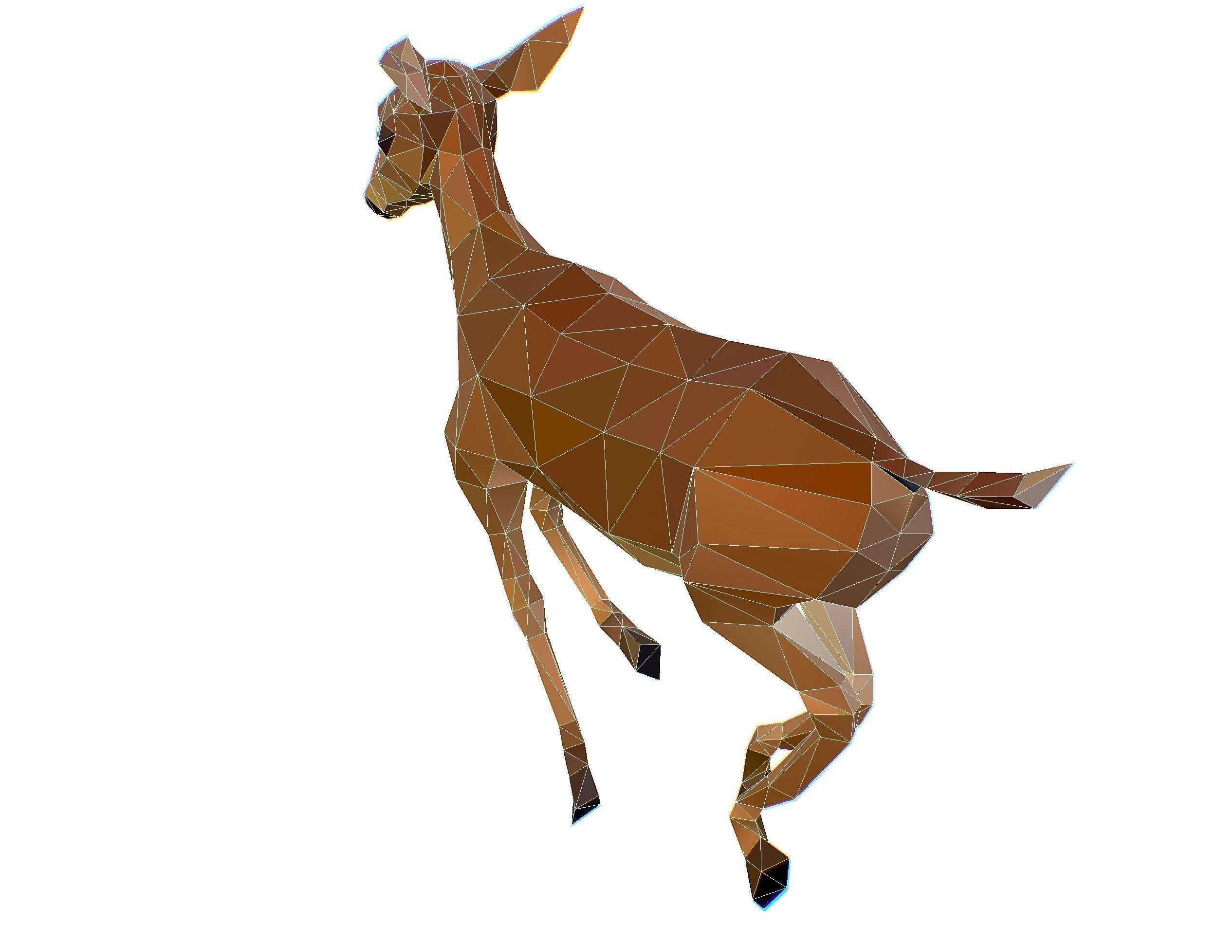 Animated Deer Lowpoly Art Style Low-poly 3D model_35