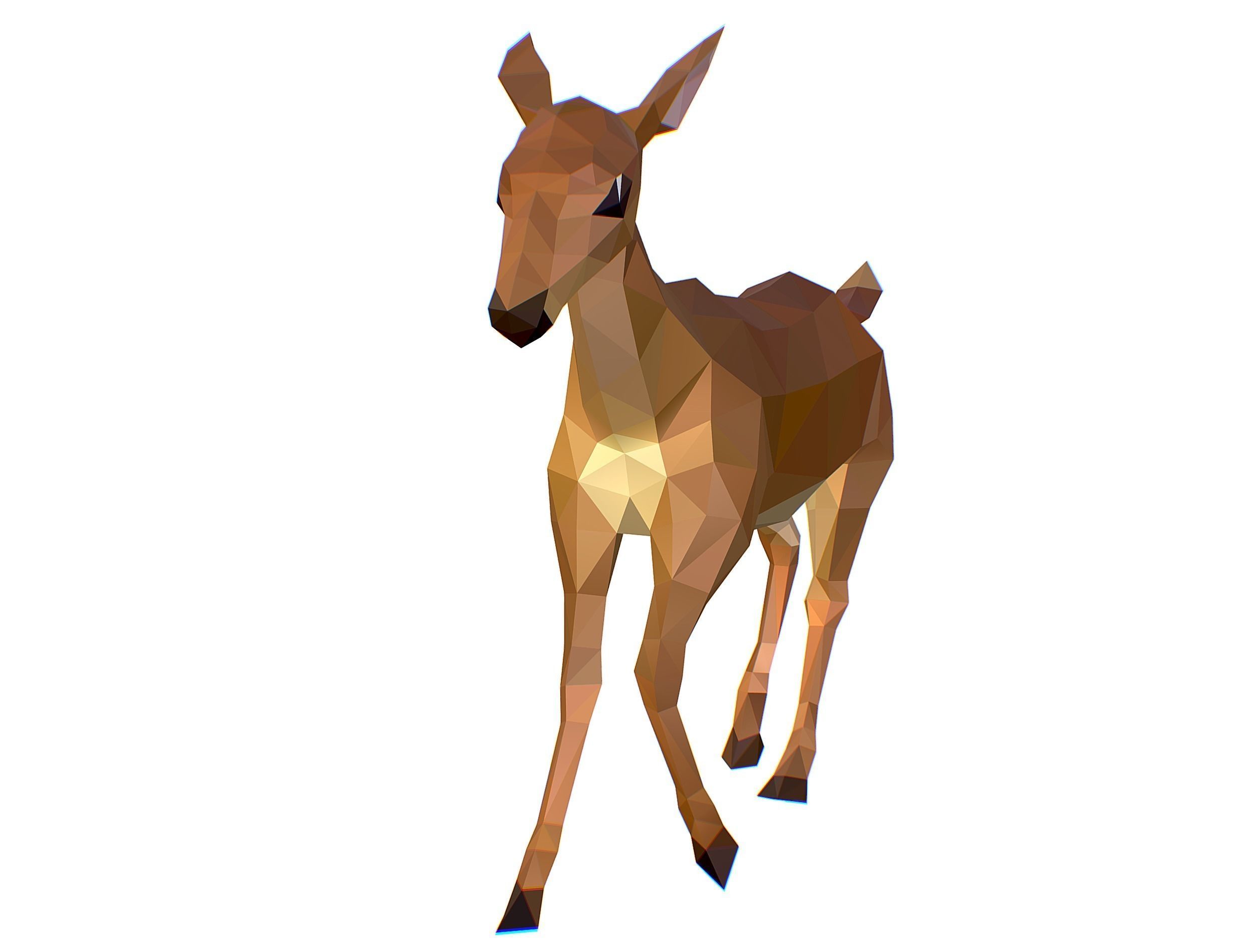 Animated Deer Lowpoly Art Style Low-poly 3D model_15