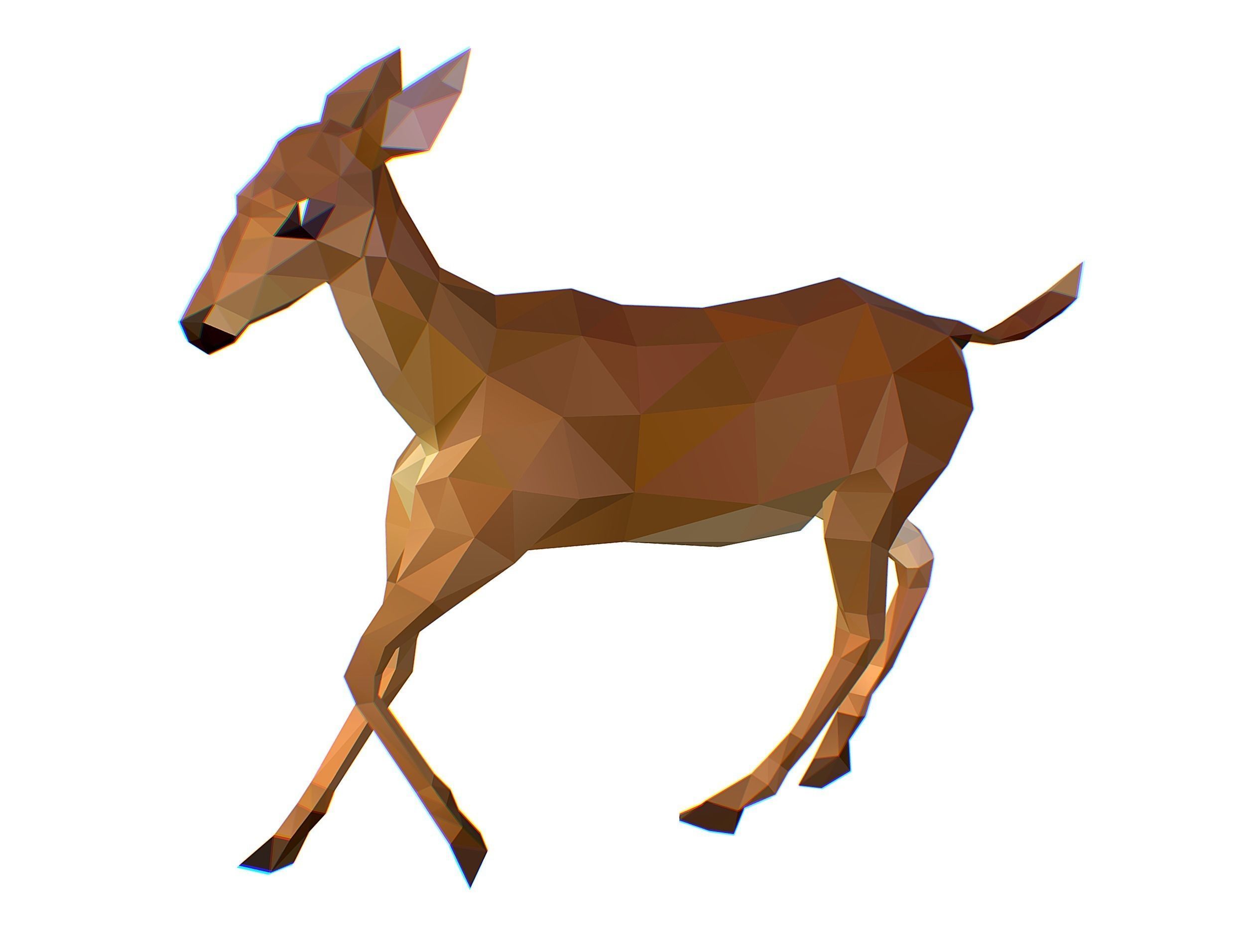 Animated Deer Lowpoly Art Style Low-poly 3D model_17