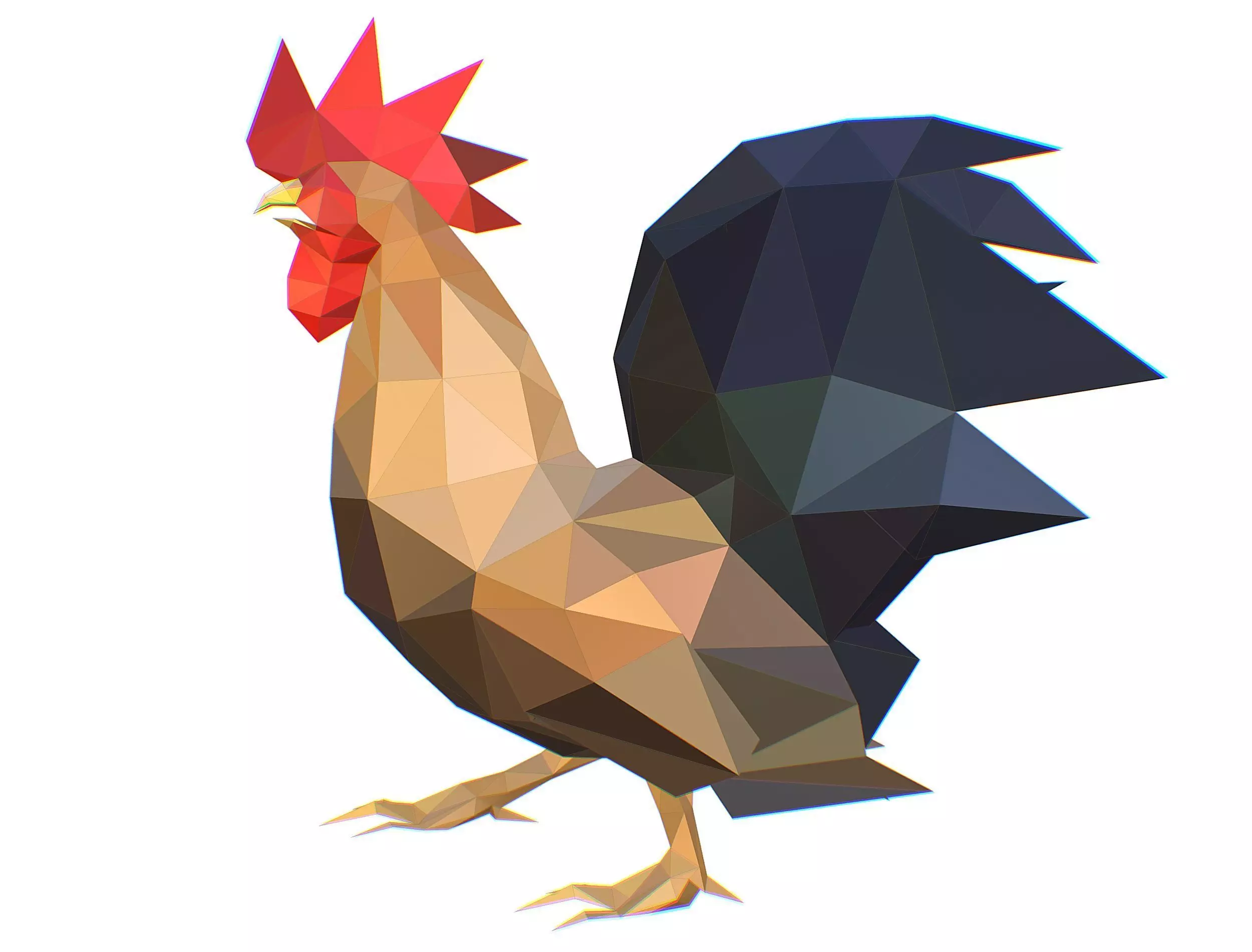 Animated Cock Lowpoly Art Style Low-poly 3D model_0
