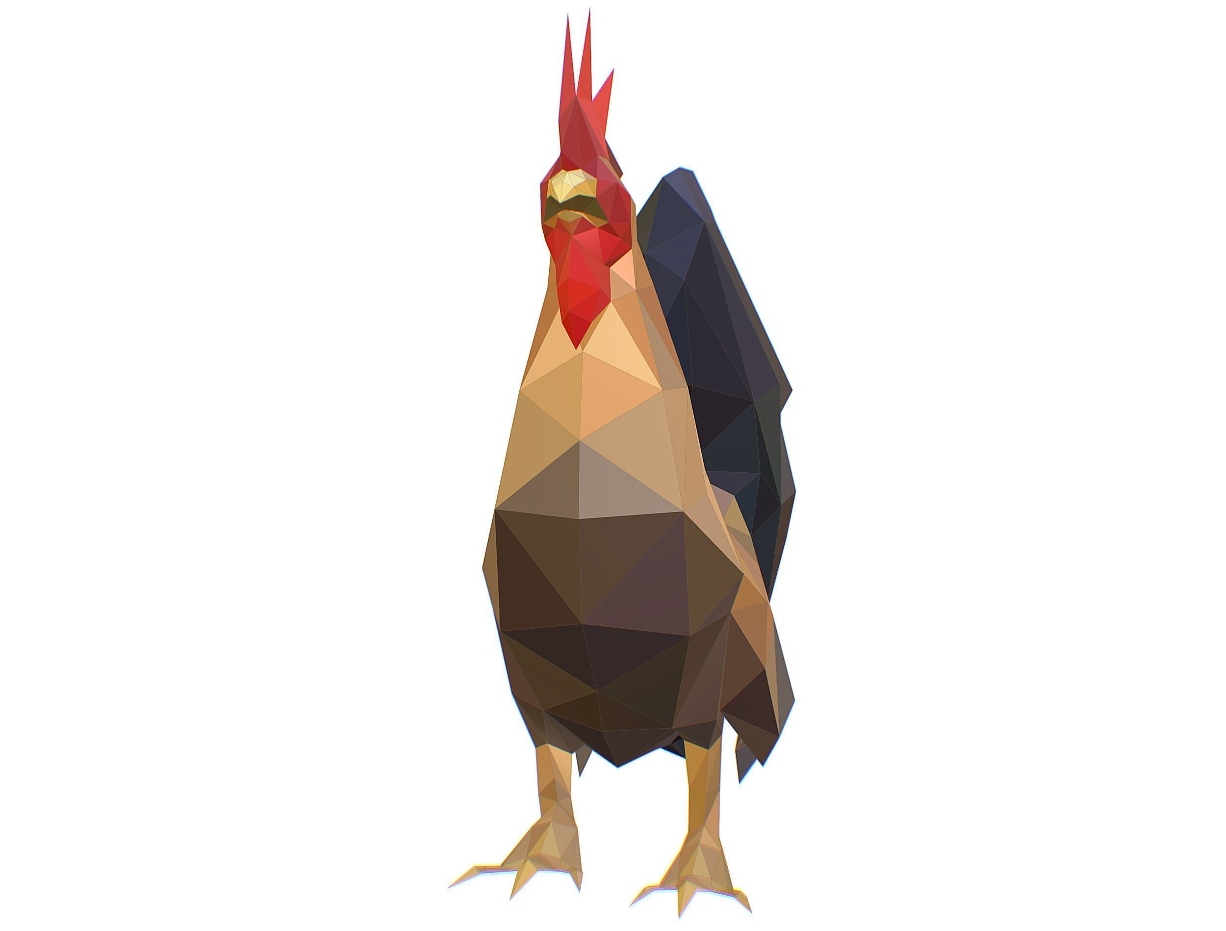 Animated Cock Lowpoly Art Style Low-poly 3D model_13