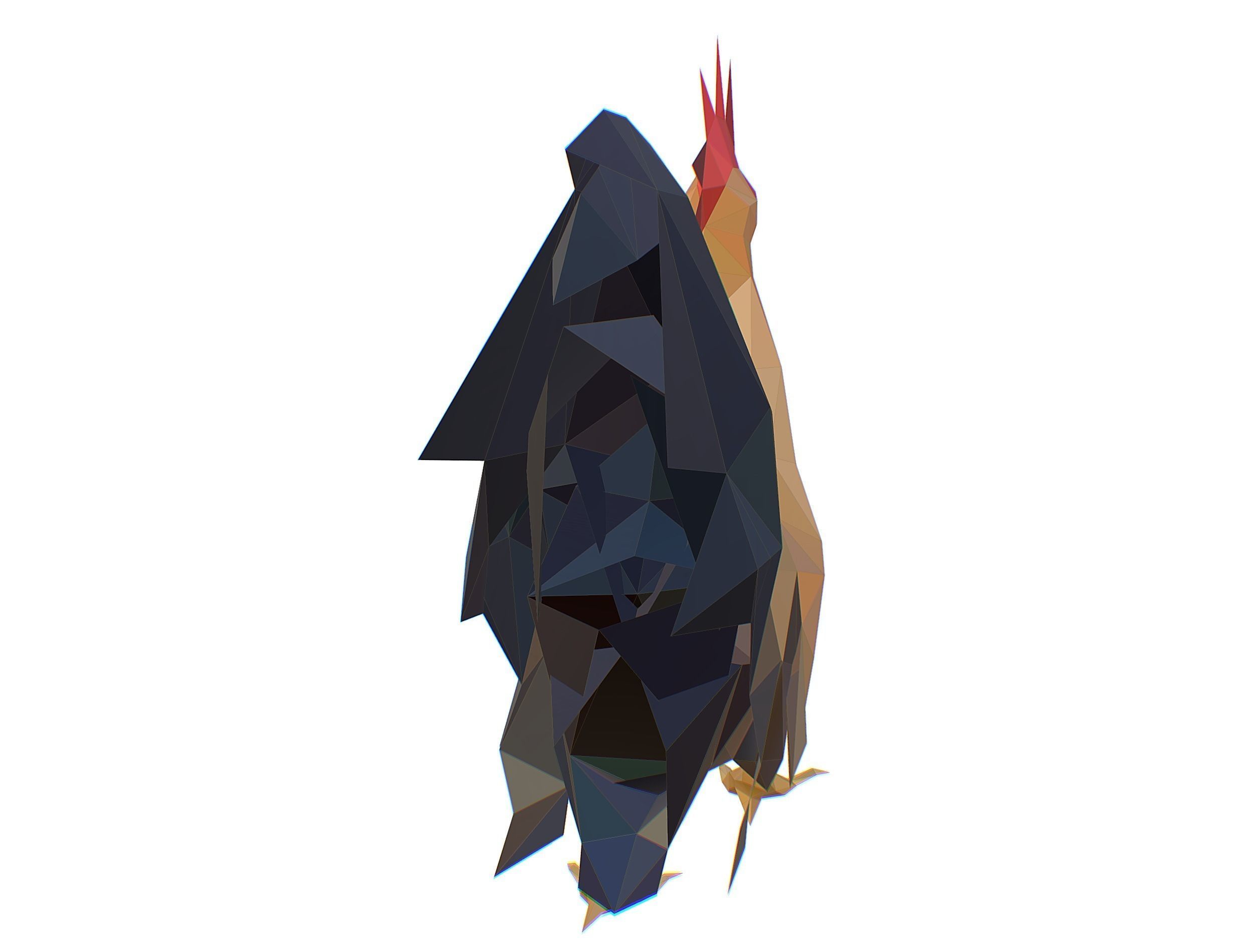 Animated Cock Lowpoly Art Style Low-poly 3D model_21