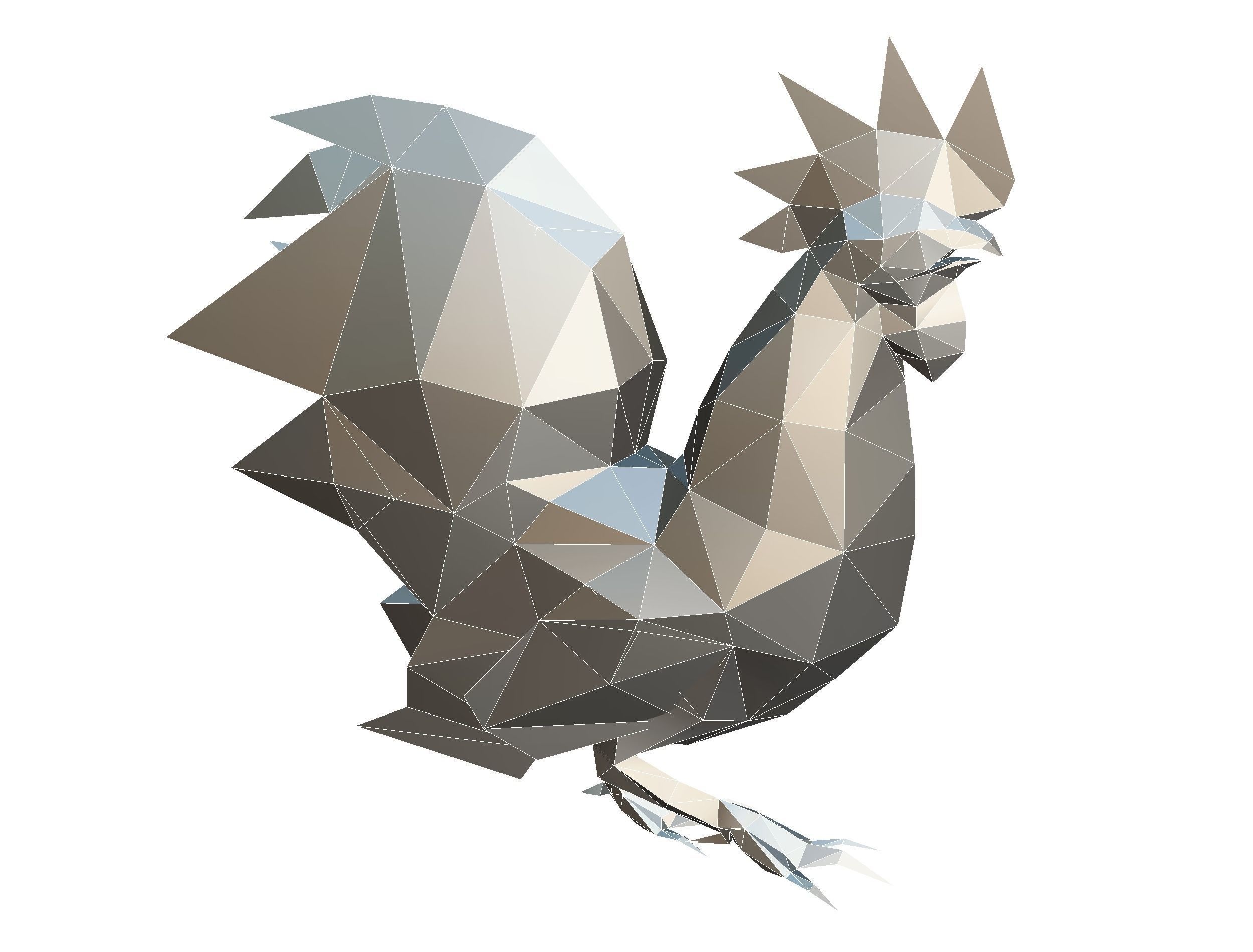 Animated Cock Lowpoly Art Style Low-poly 3D model_33