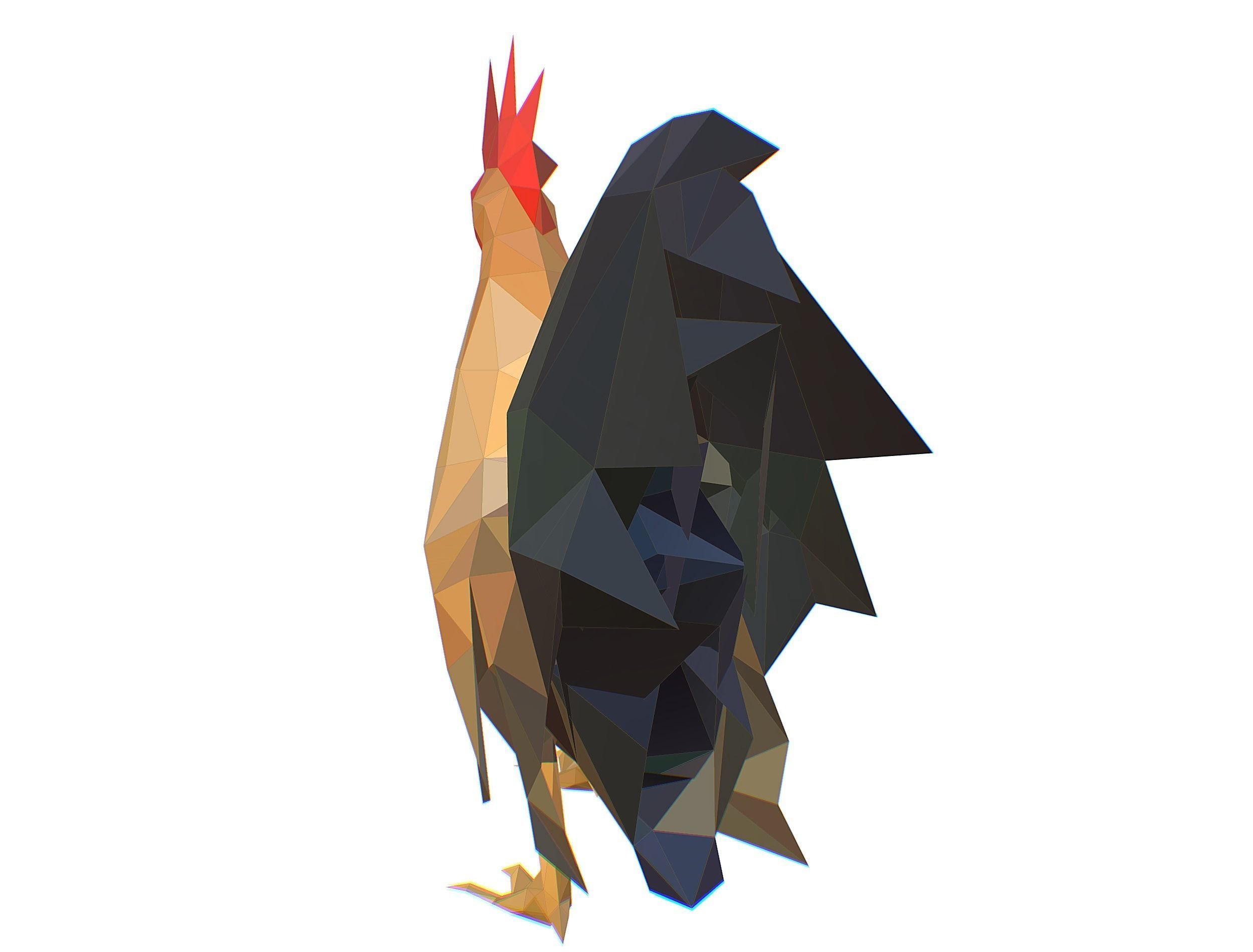 Animated Cock Lowpoly Art Style Low-poly 3D model_22