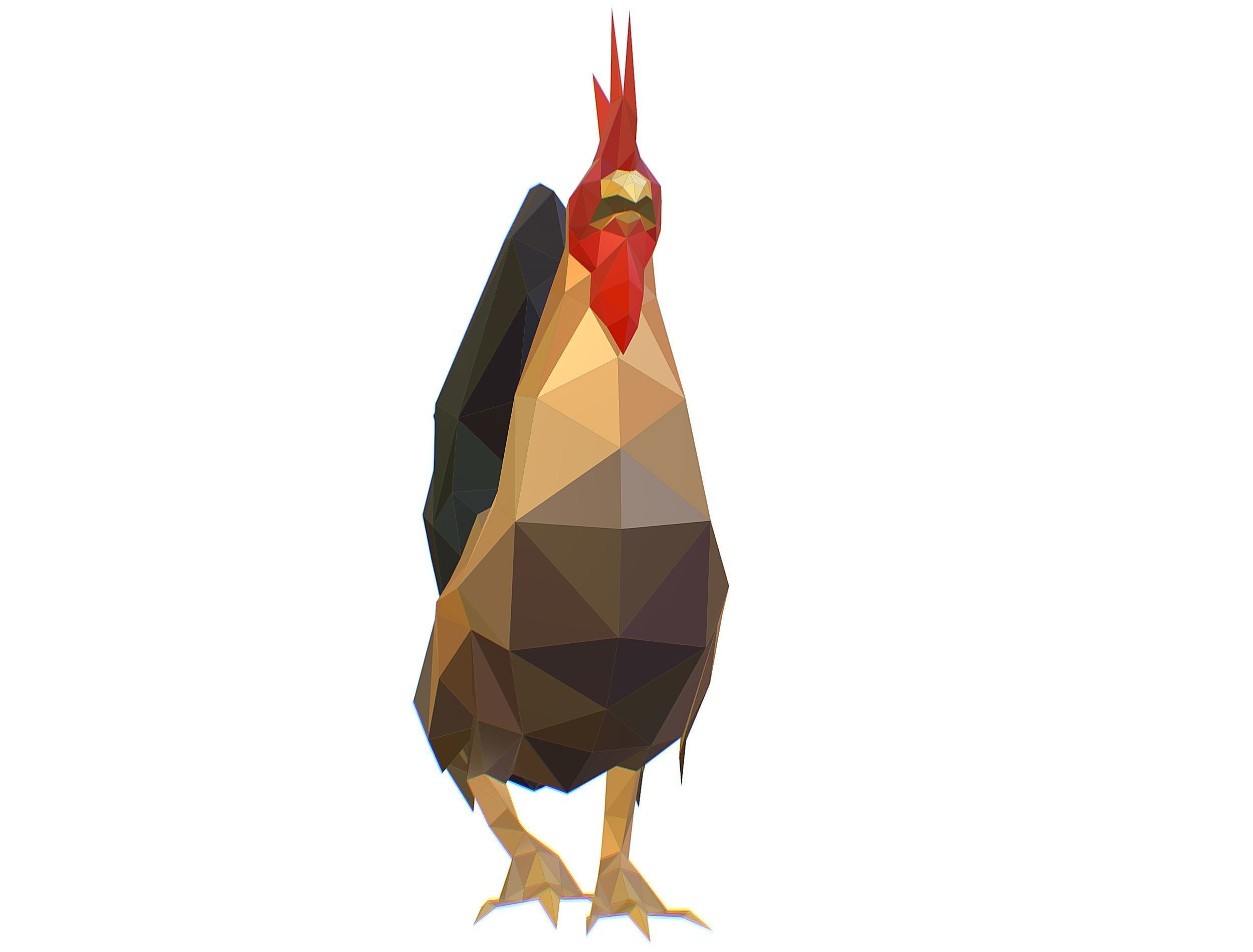 Animated Cock Lowpoly Art Style Low-poly 3D model_14