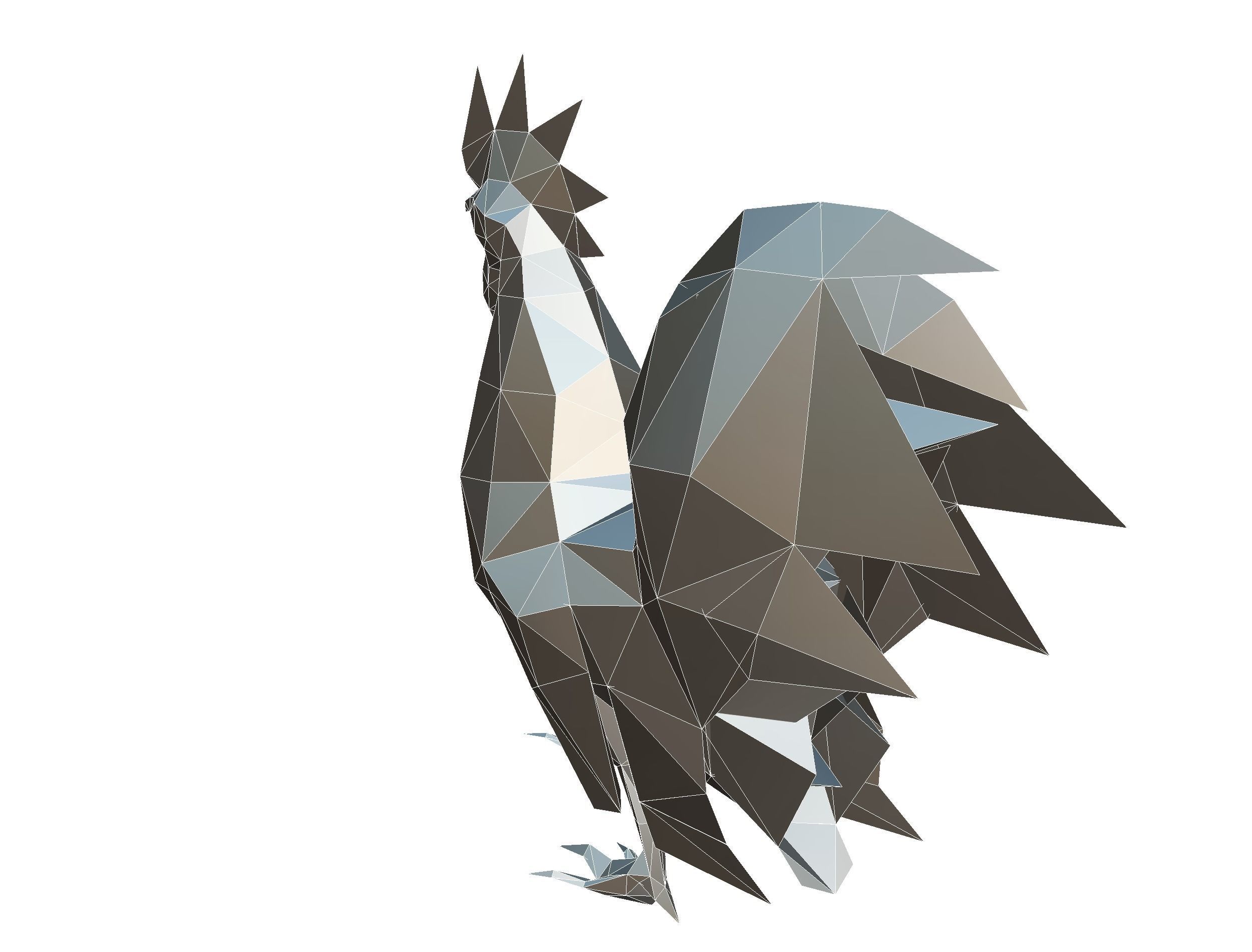 Animated Cock Lowpoly Art Style Low-poly 3D model_35