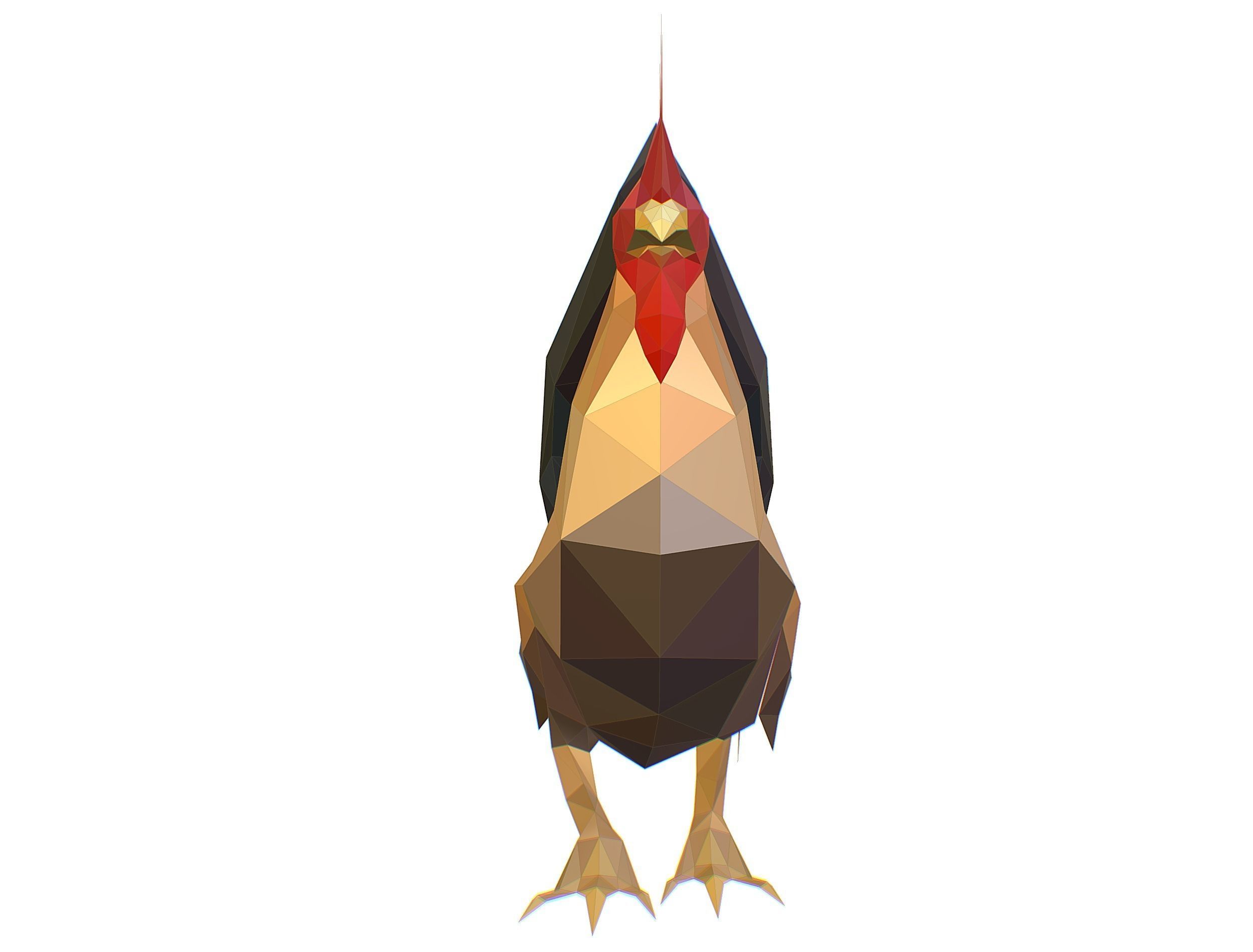 Animated Cock Lowpoly Art Style Low-poly 3D model_25