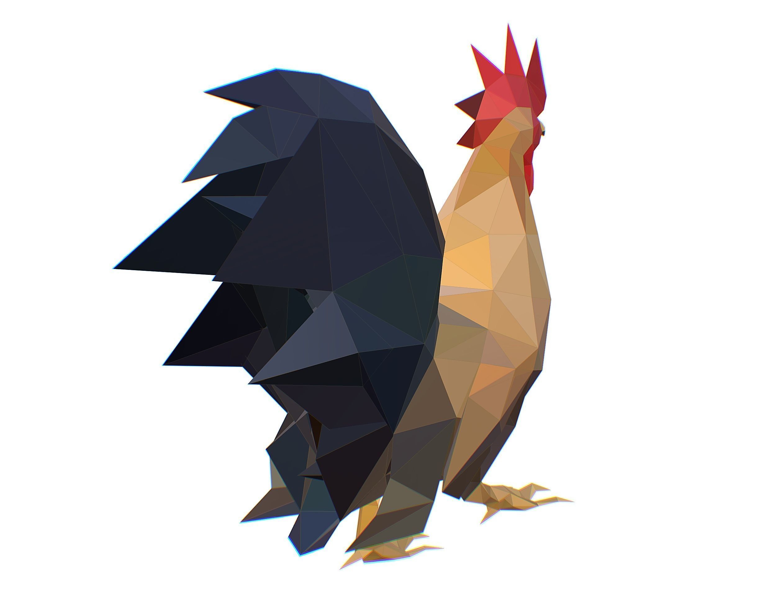 Animated Cock Lowpoly Art Style Low-poly 3D model_20