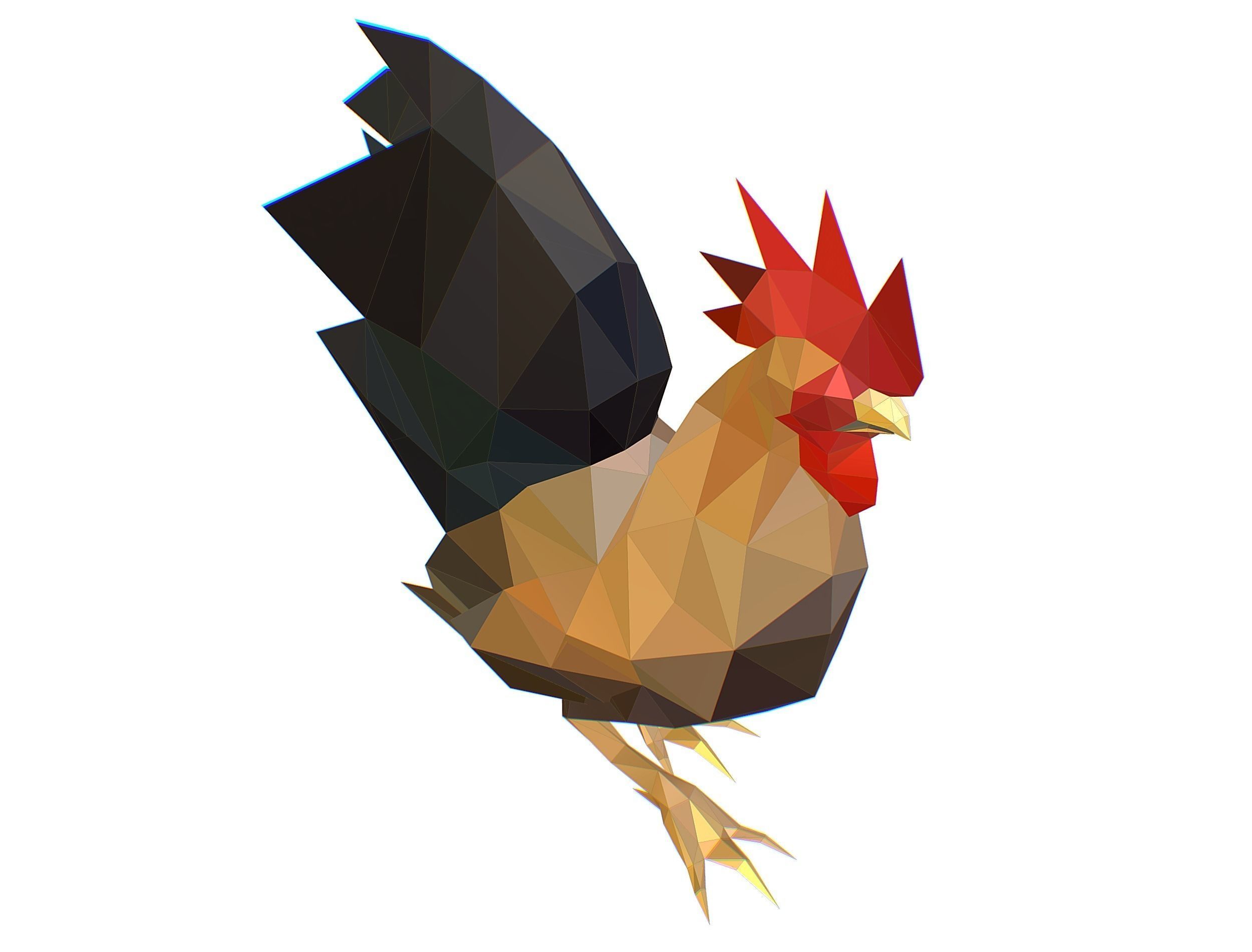Animated Cock Lowpoly Art Style Low-poly 3D model_28