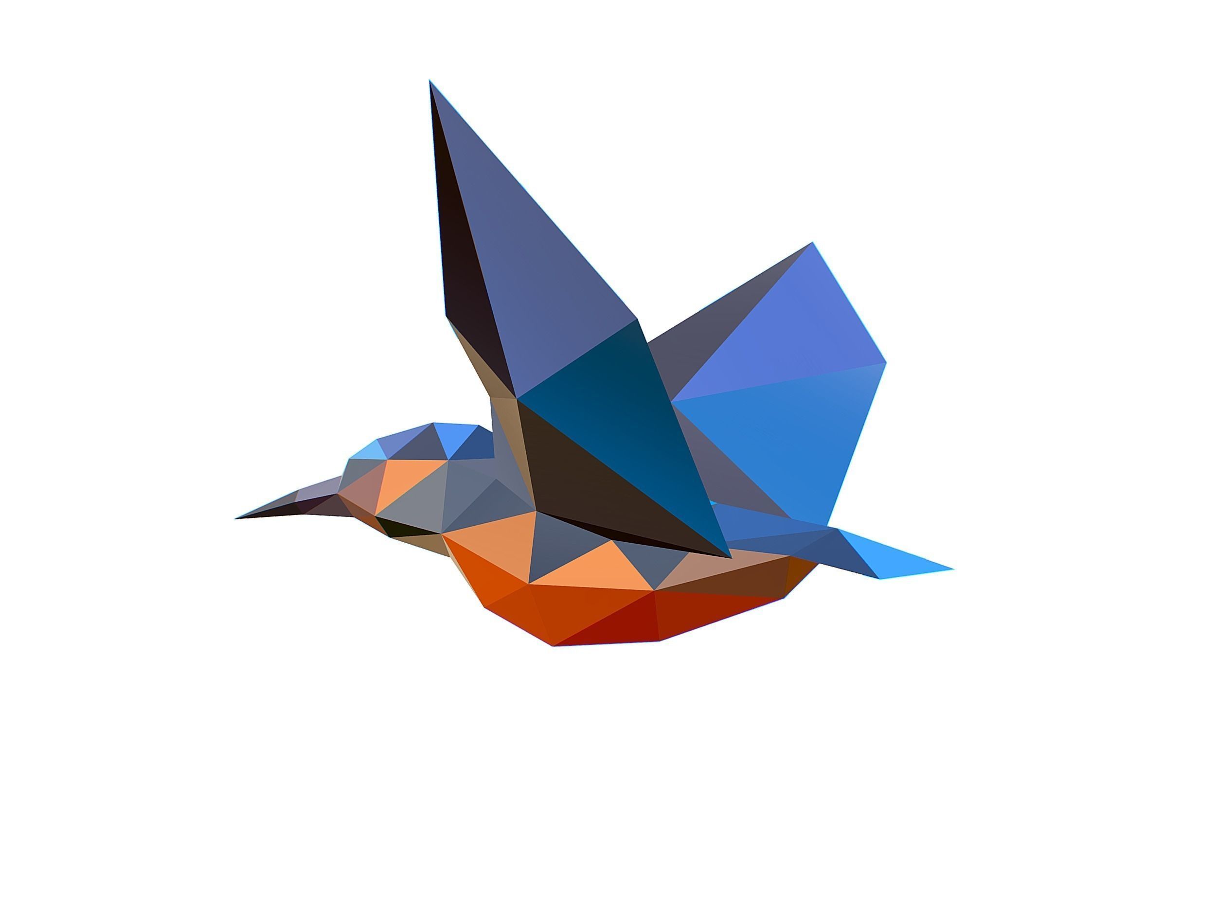 Animated Kingfisher Bird Lowpoly Art Style Low-poly 3D model_29
