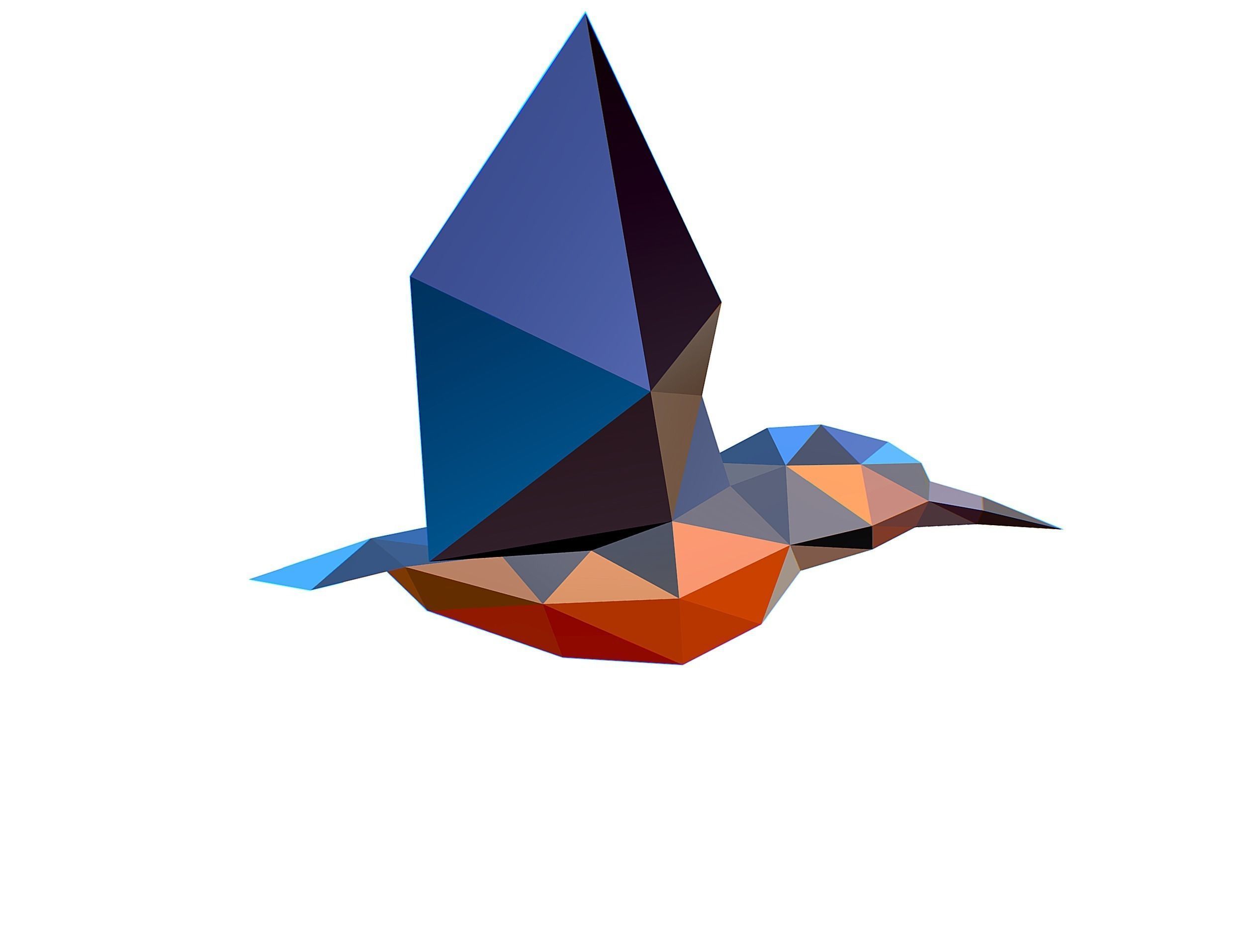 Animated Kingfisher Bird Lowpoly Art Style Low-poly 3D model_22