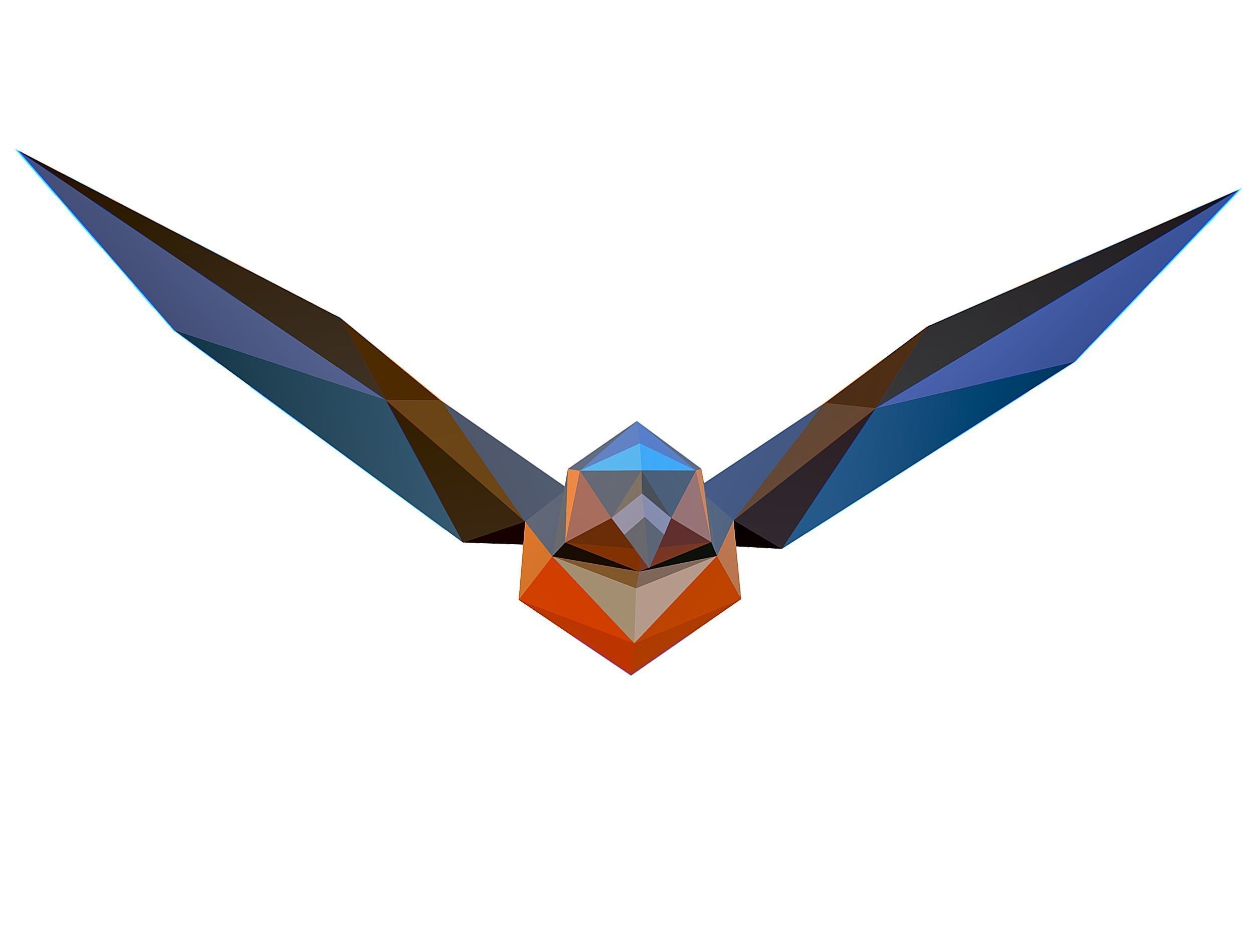 Animated Kingfisher Bird Lowpoly Art Style Low-poly 3D model_18