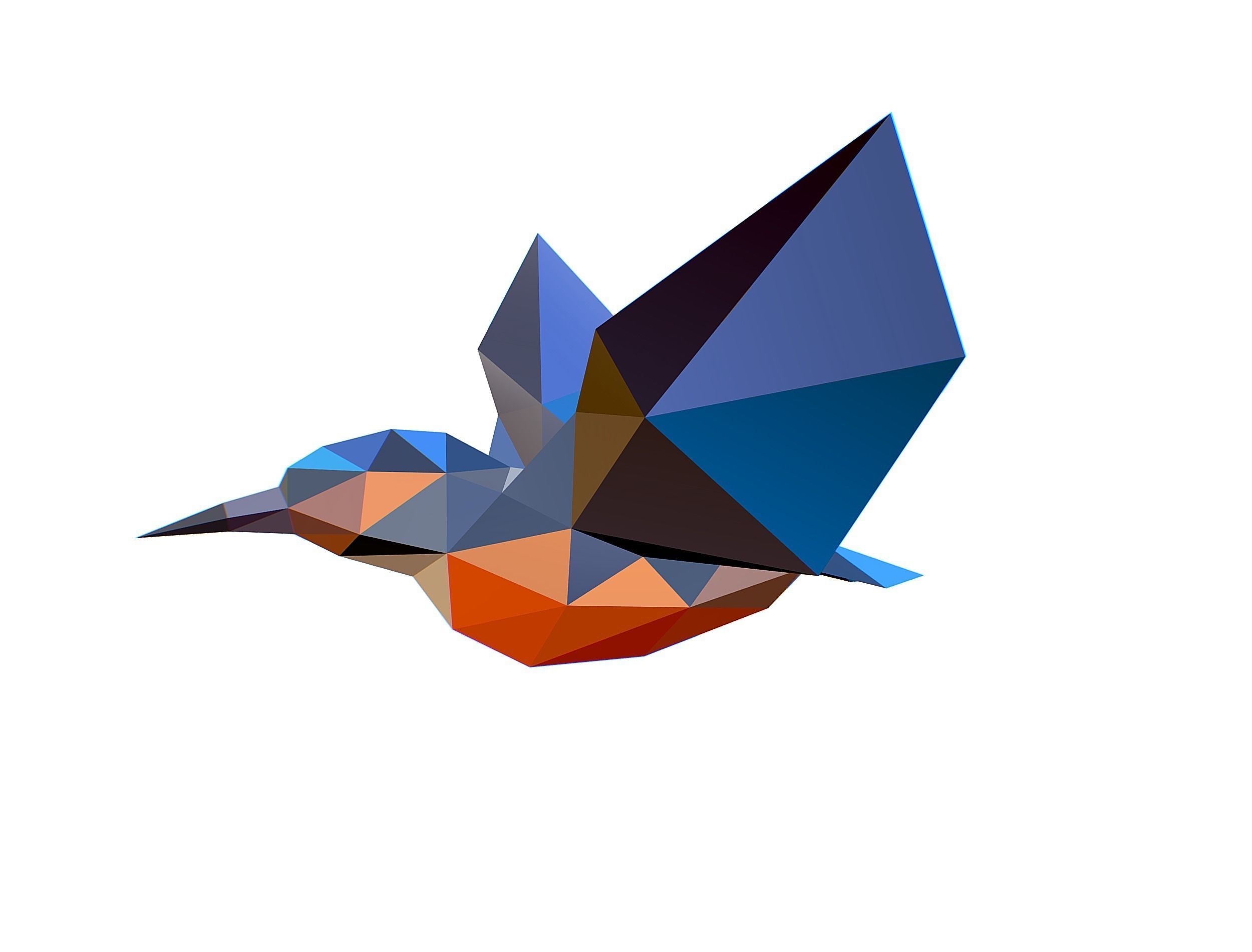 Animated Kingfisher Bird Lowpoly Art Style Low-poly 3D model_30