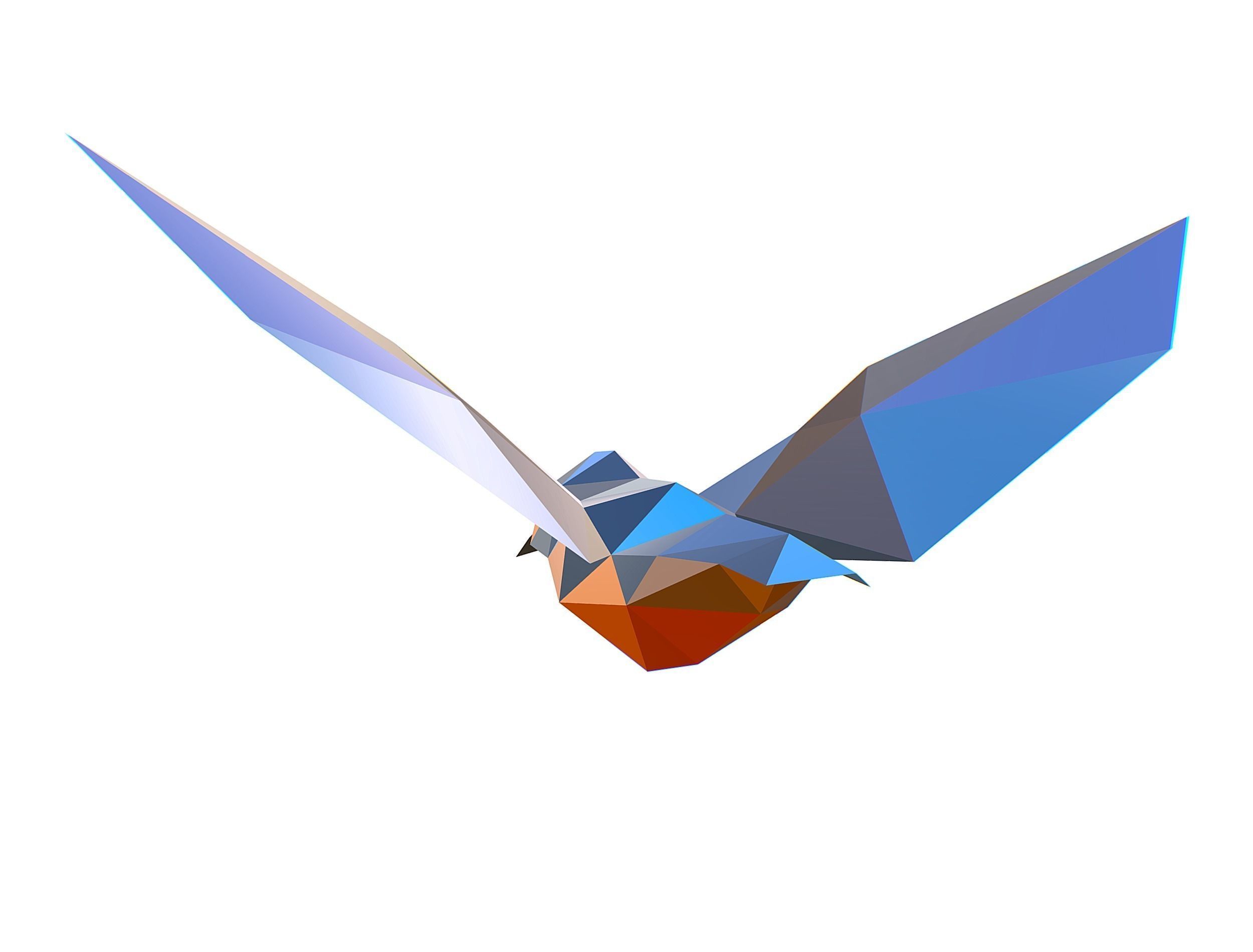 Animated Kingfisher Bird Lowpoly Art Style Low-poly 3D model_27