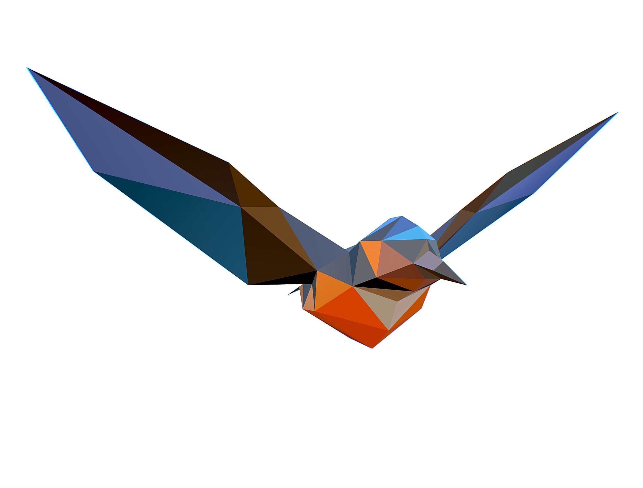 Animated Kingfisher Bird Lowpoly Art Style Low-poly 3D model_19