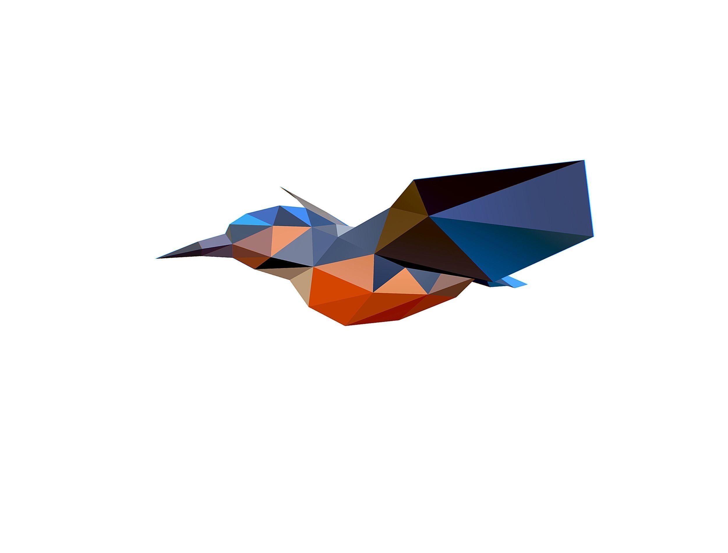 Animated Kingfisher Bird Lowpoly Art Style Low-poly 3D model_12