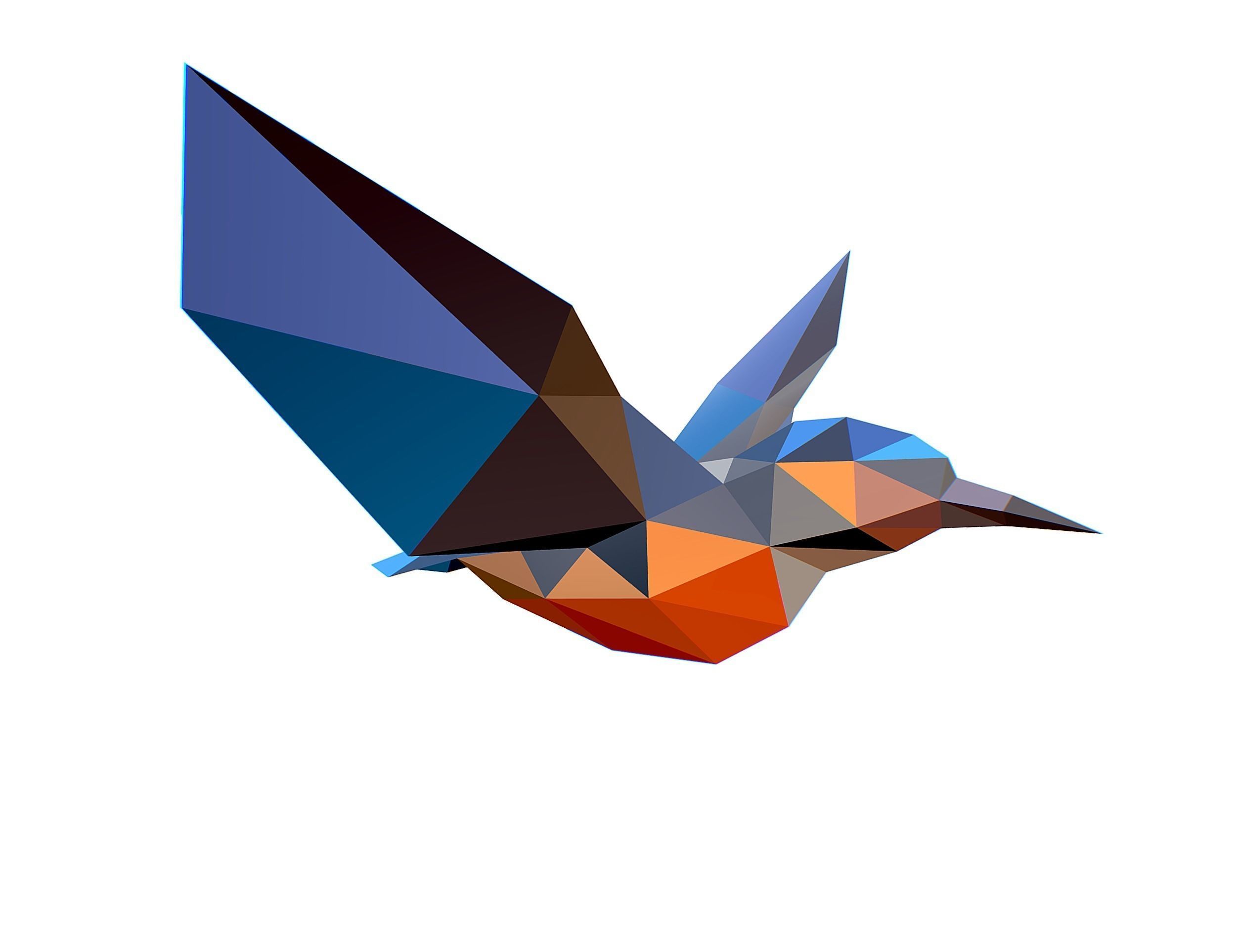 Animated Kingfisher Bird Lowpoly Art Style Low-poly 3D model_21
