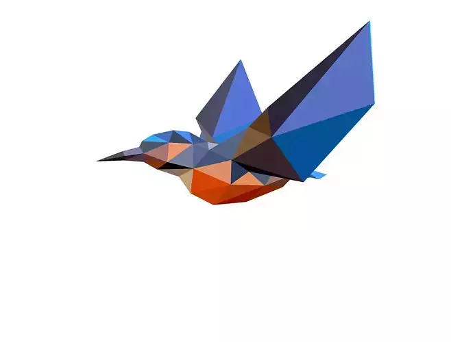 Animated Kingfisher Bird Lowpoly Art Style