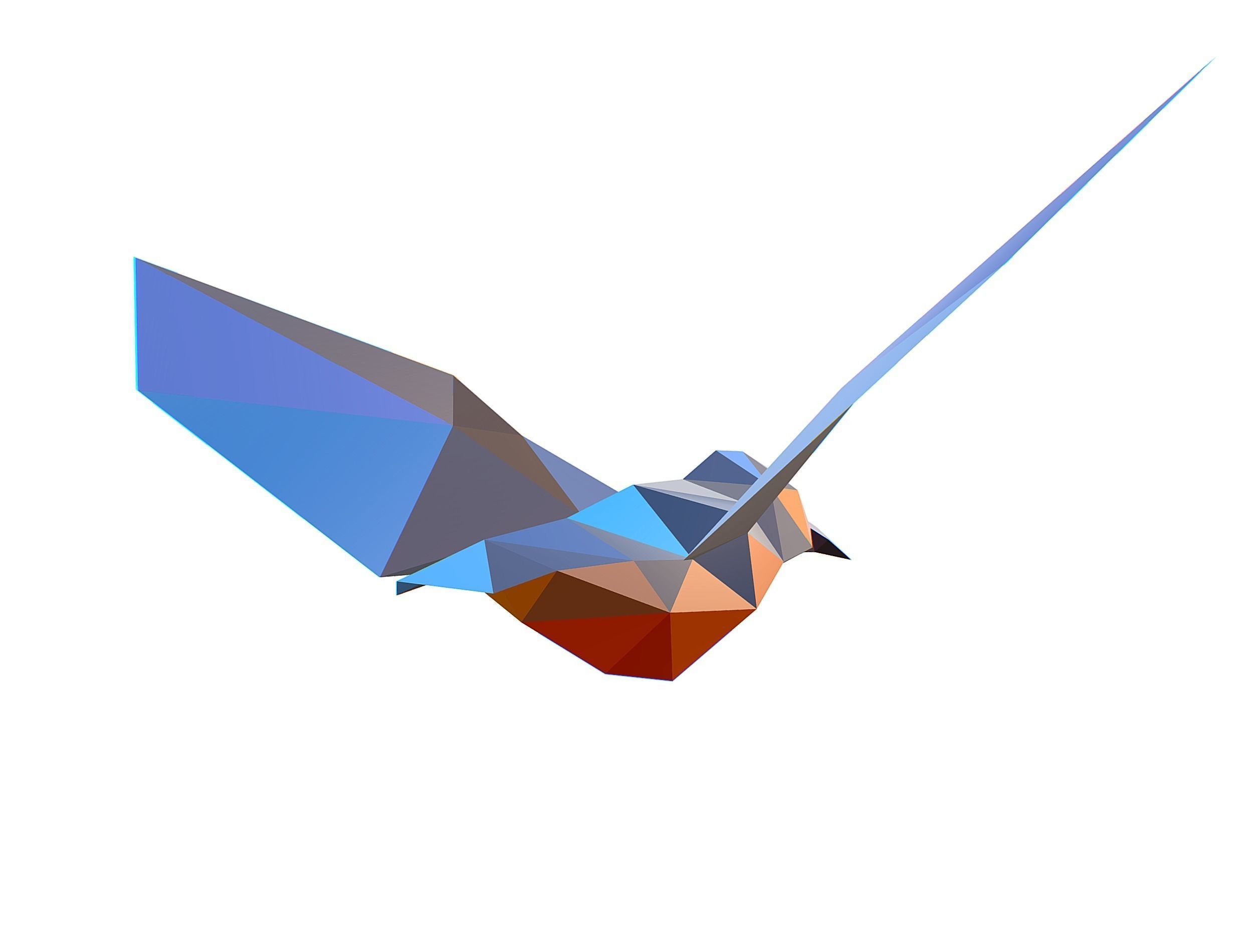 Animated Kingfisher Bird Lowpoly Art Style Low-poly 3D model_24