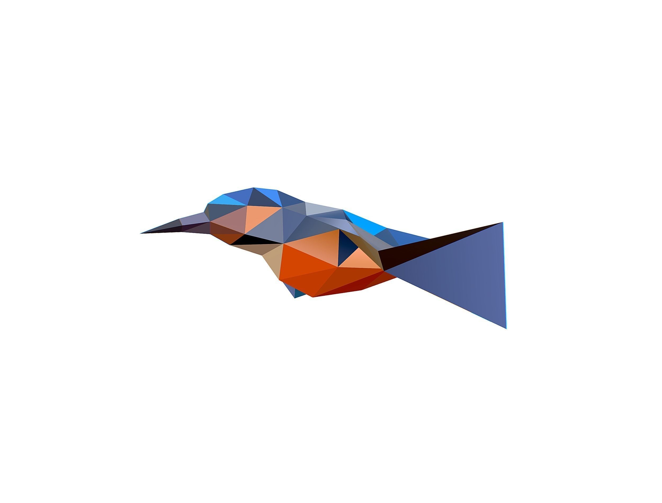Animated Kingfisher Bird Lowpoly Art Style Low-poly 3D model_3