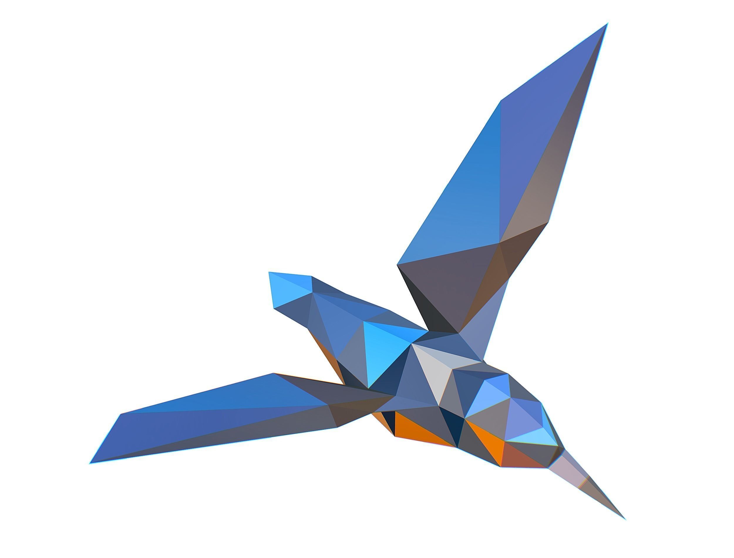 Animated Kingfisher Bird Lowpoly Art Style Low-poly 3D model_32