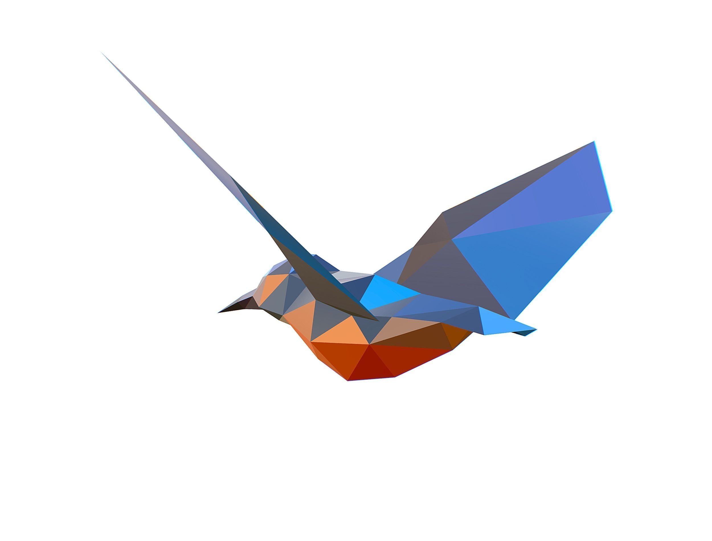 Animated Kingfisher Bird Lowpoly Art Style Low-poly 3D model_28