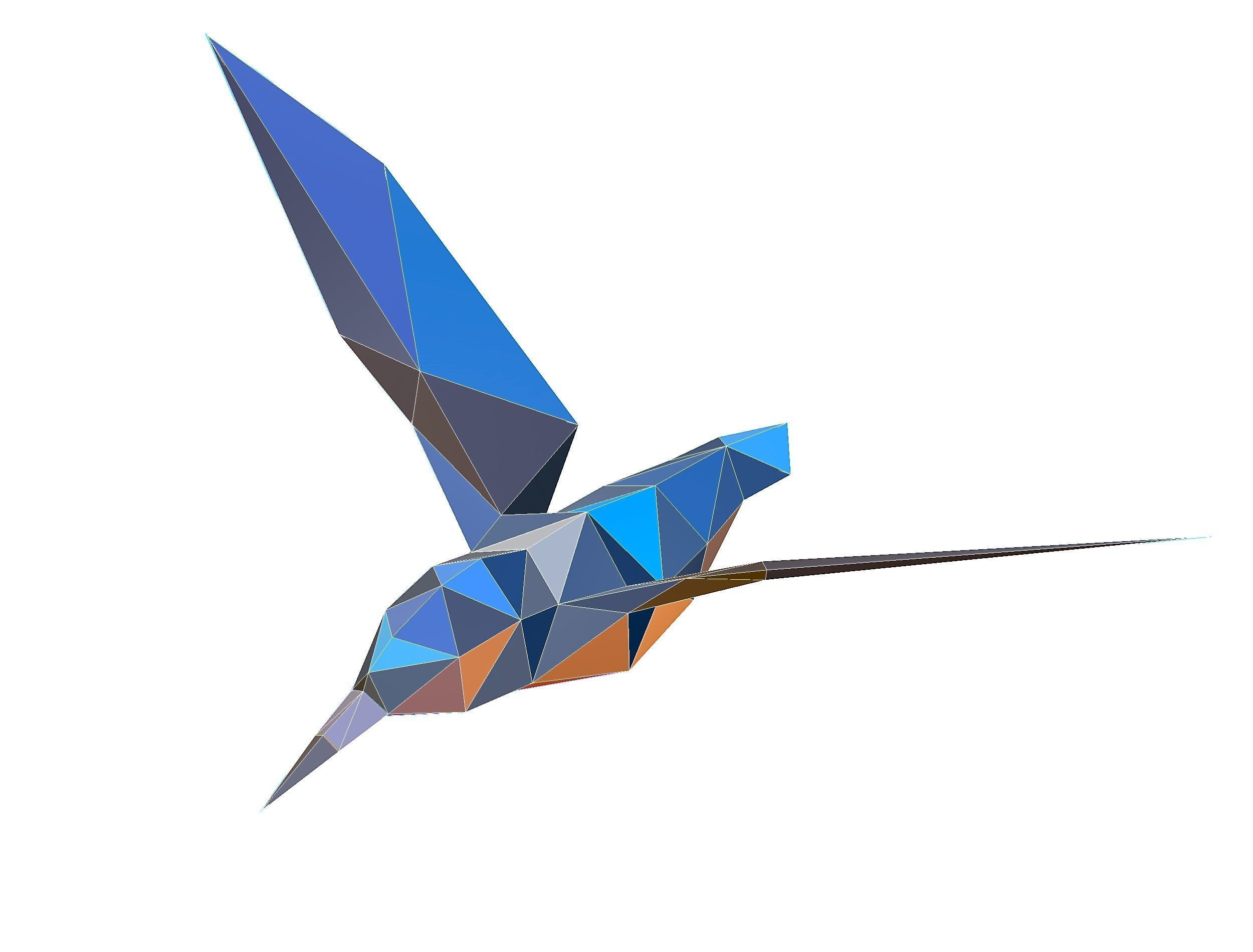 Animated Kingfisher Bird Lowpoly Art Style Low-poly 3D model_35