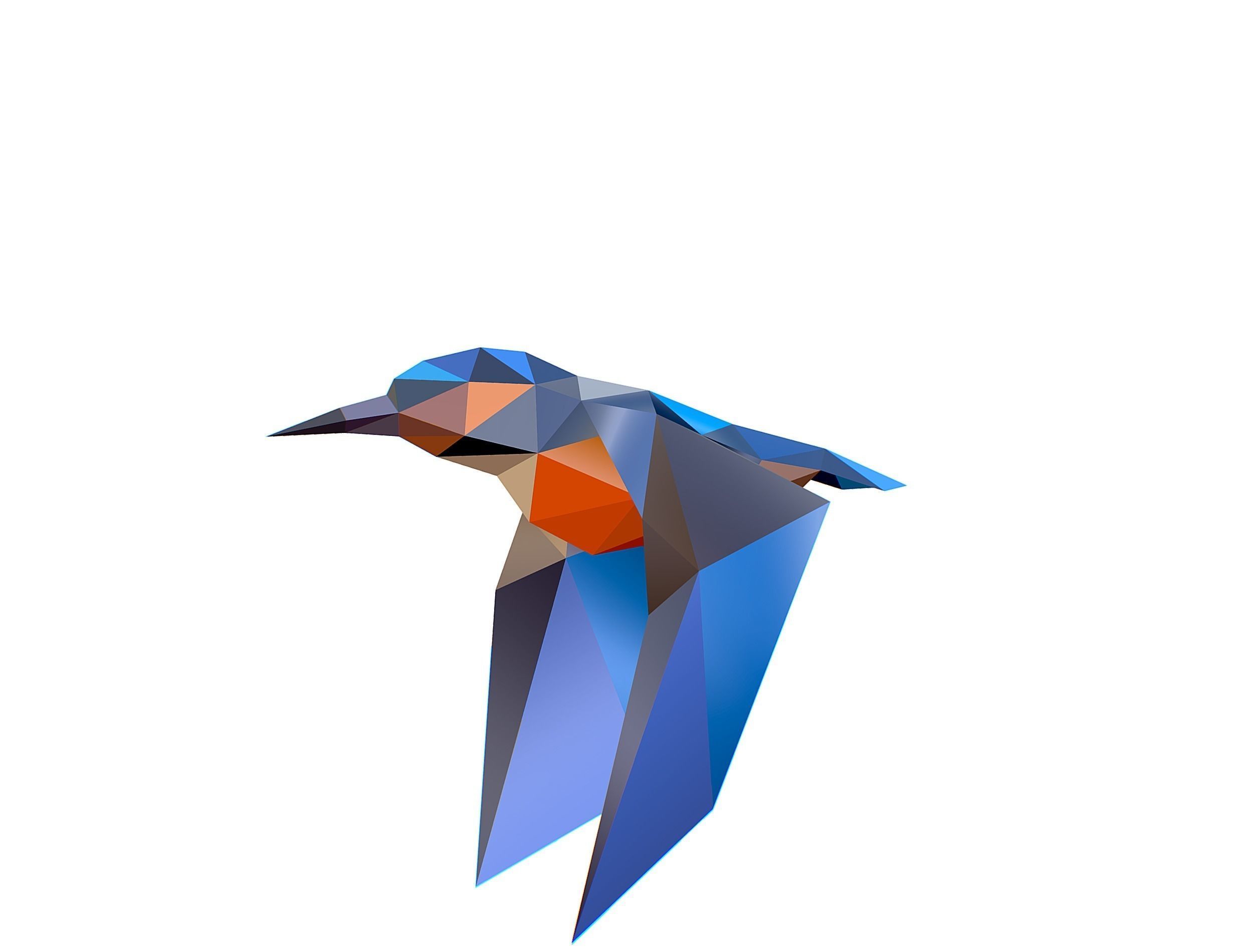 Animated Kingfisher Bird Lowpoly Art Style Low-poly 3D model_8