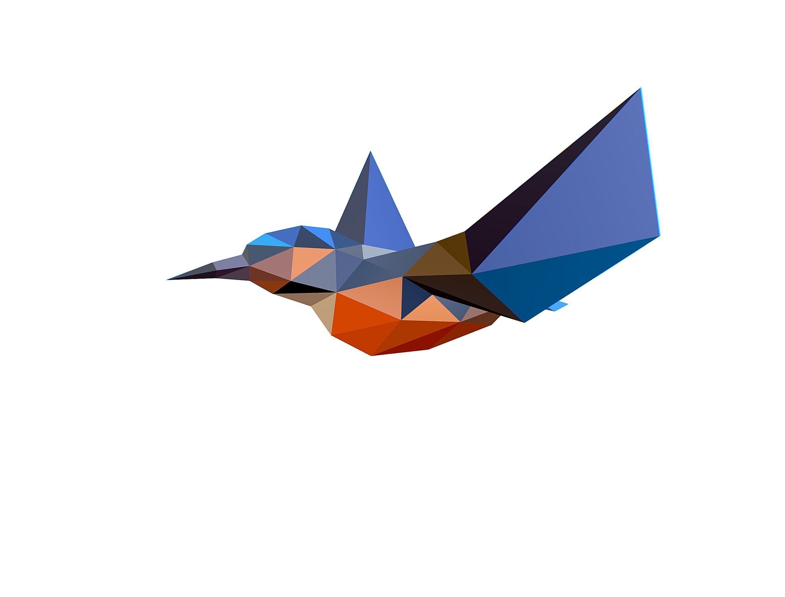 Animated Kingfisher Bird Lowpoly Art Style Low-poly 3D model_1