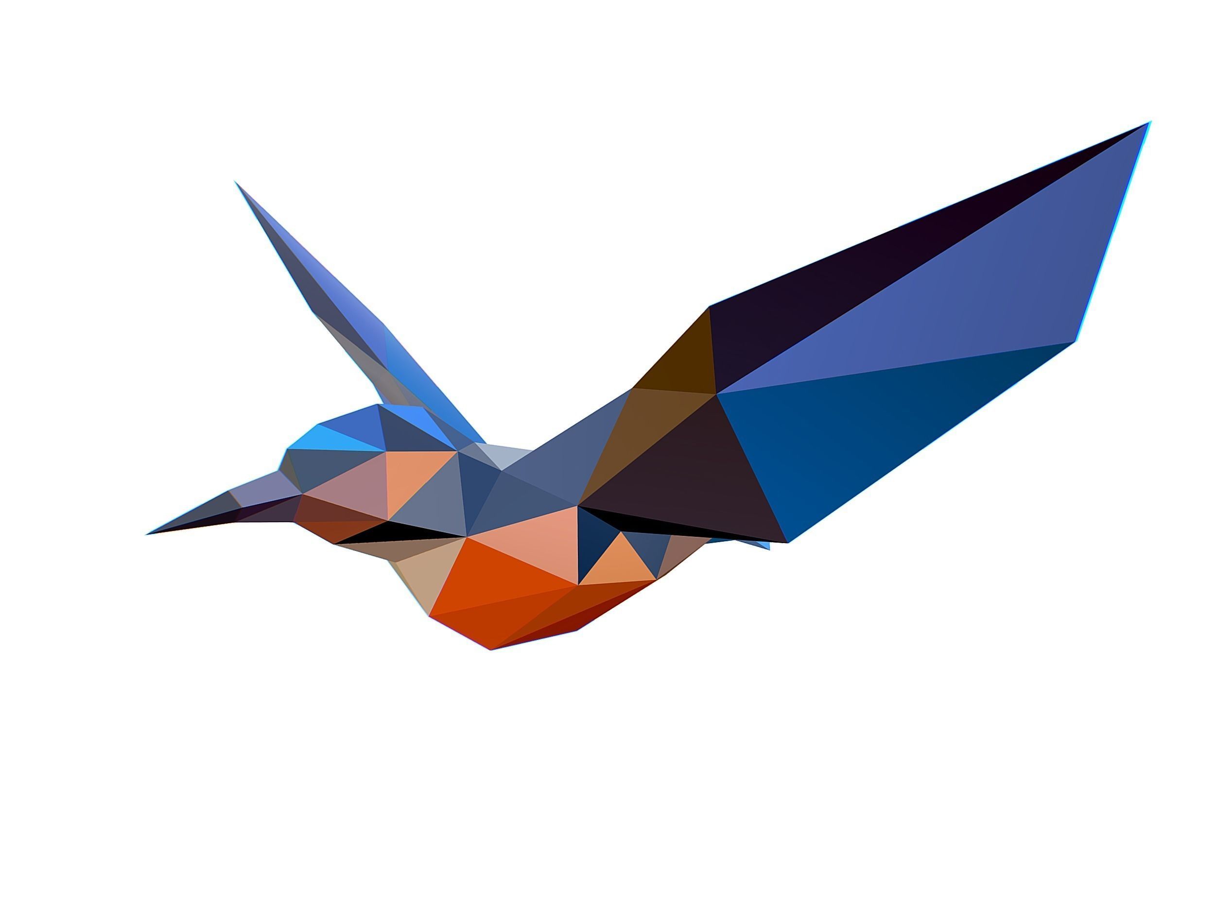 Animated Kingfisher Bird Lowpoly Art Style Low-poly 3D model_15