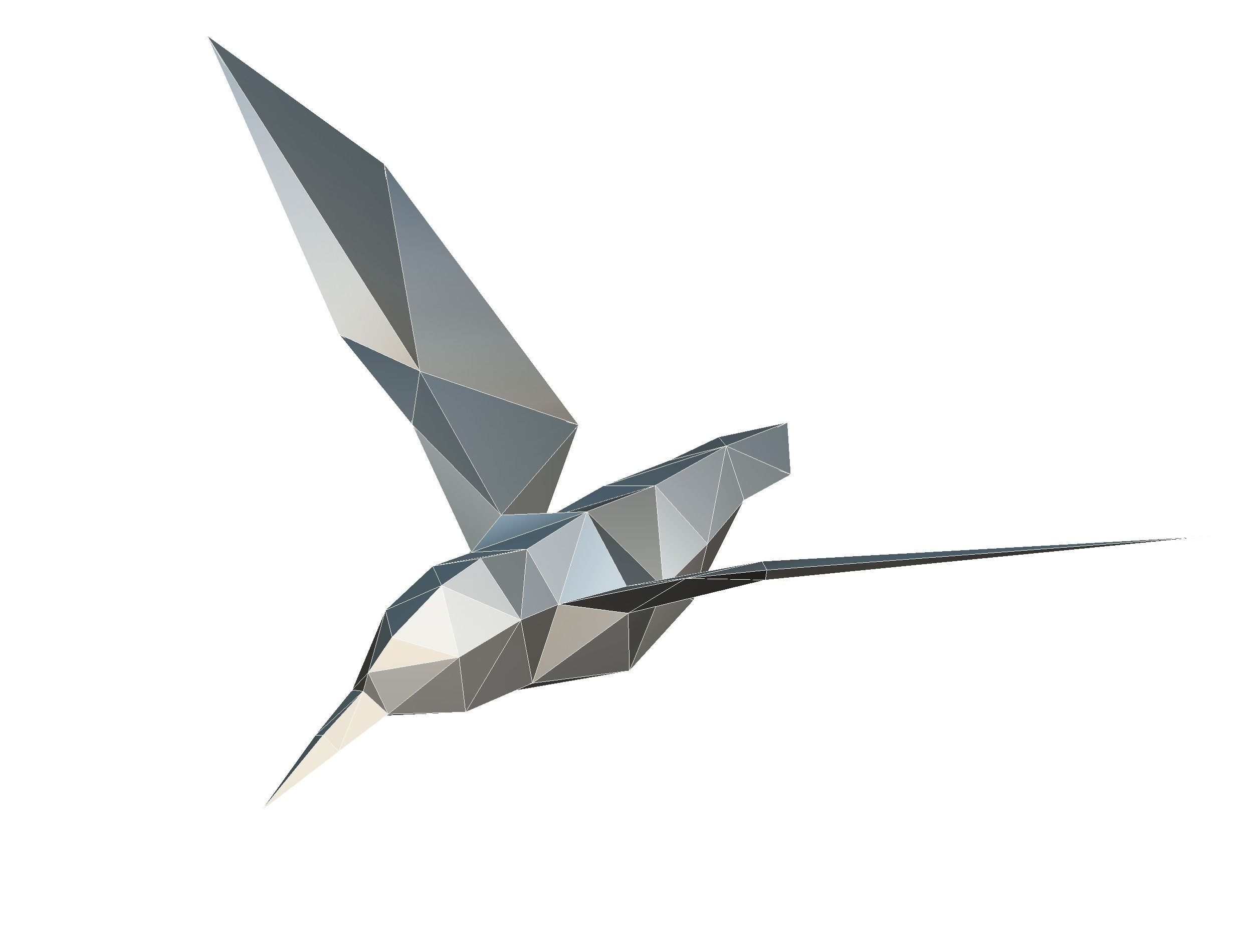 Animated Kingfisher Bird Lowpoly Art Style Low-poly 3D model_36