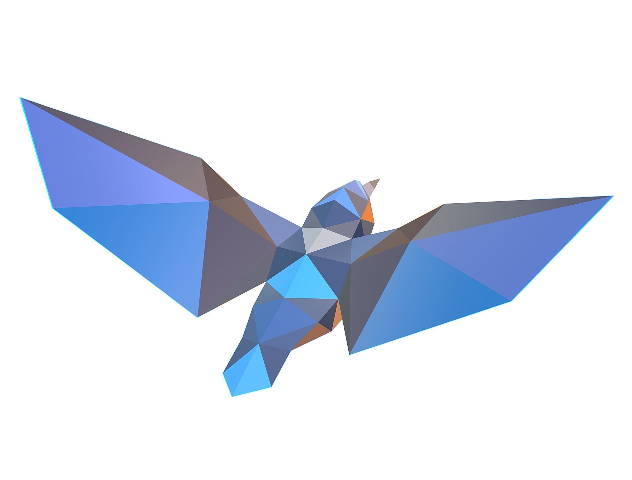Animated Kingfisher Bird Lowpoly Art Style Low-poly 3D model_33