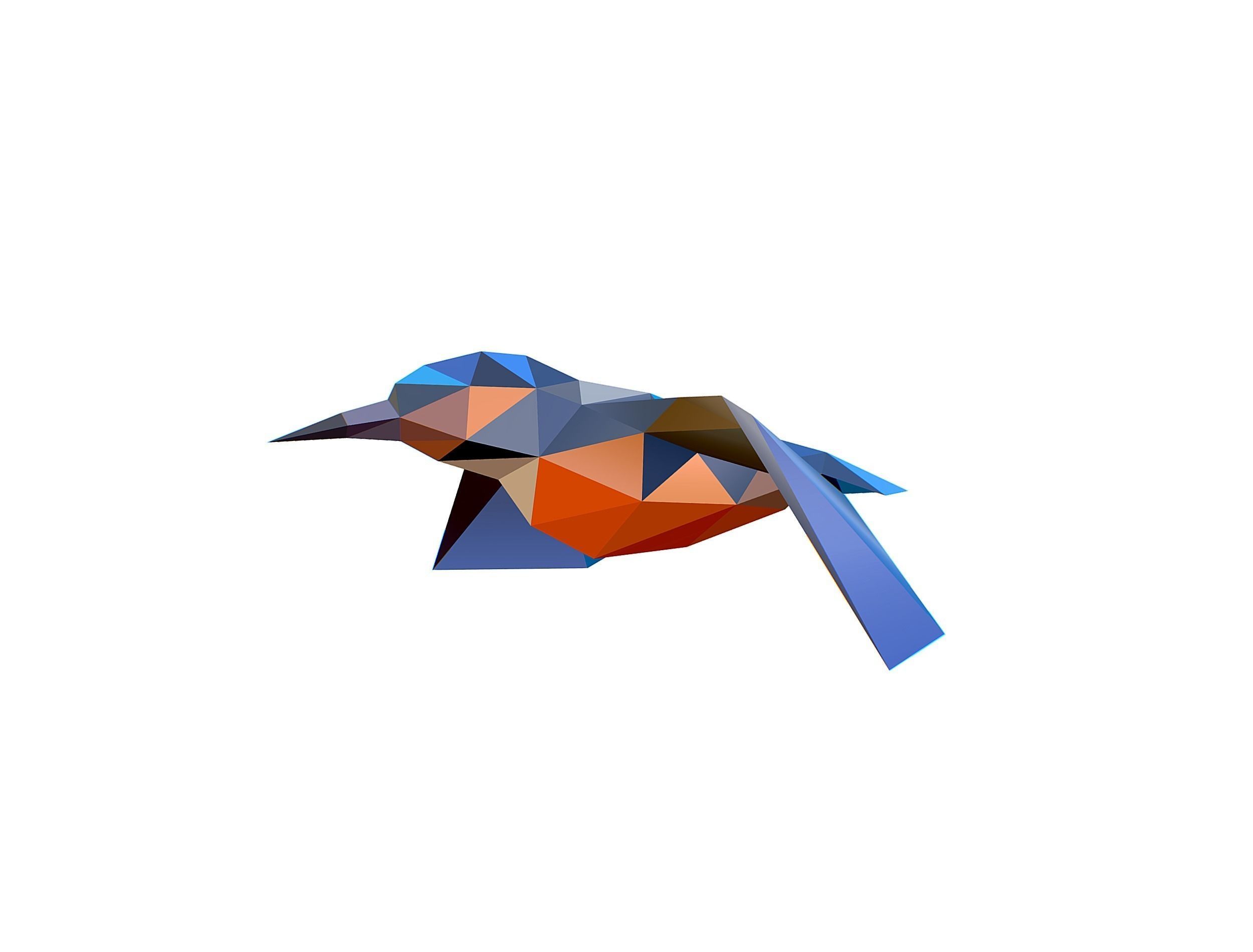 Animated Kingfisher Bird Lowpoly Art Style Low-poly 3D model_11