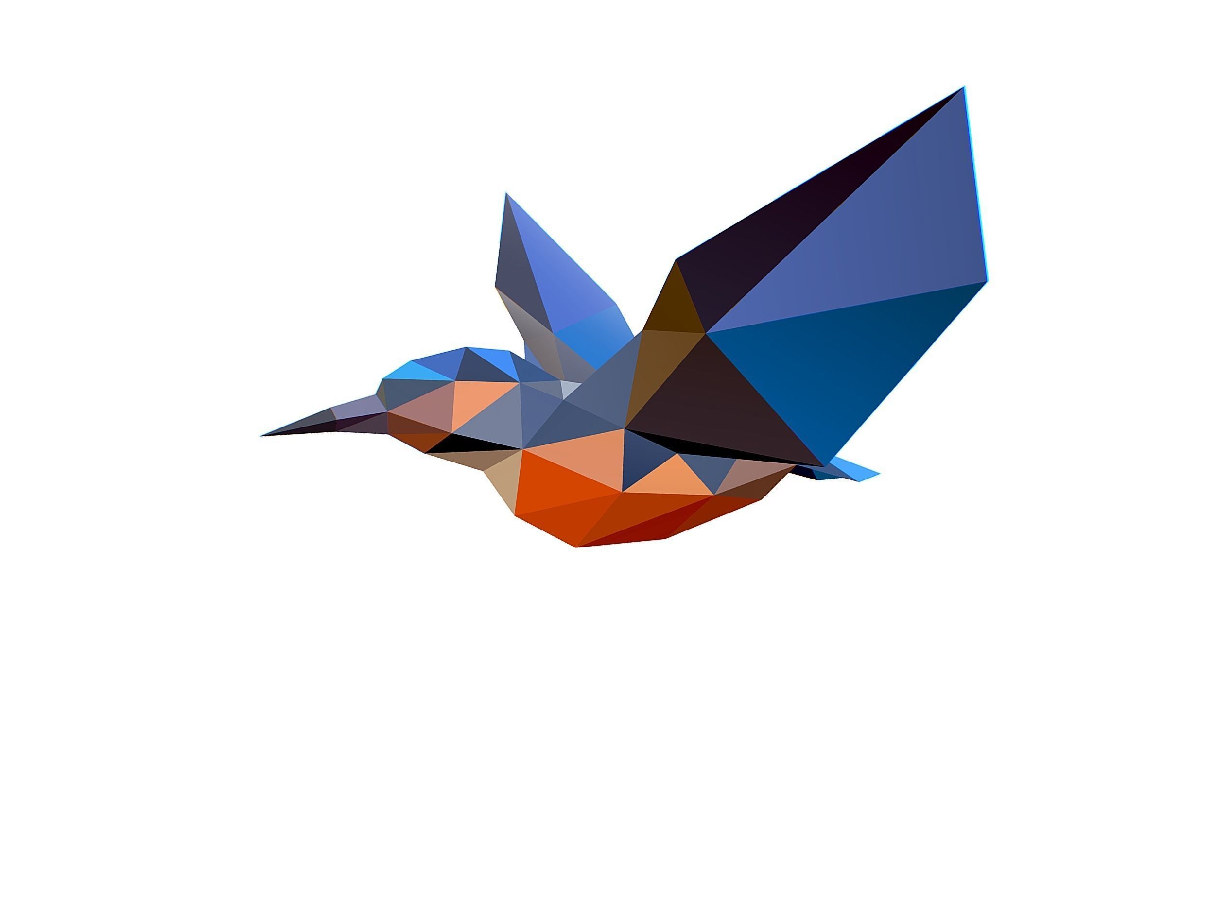 Animated Kingfisher Bird Lowpoly Art Style Low-poly 3D model_13