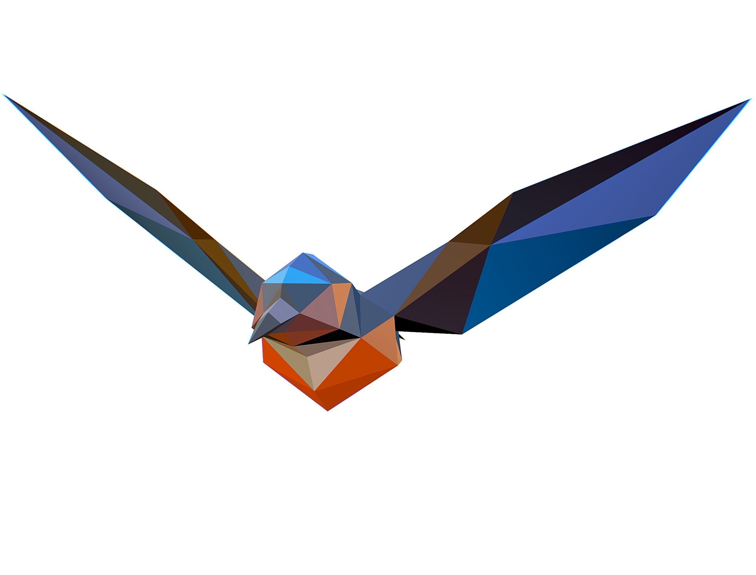 Animated Kingfisher Bird Lowpoly Art Style Low-poly 3D model_17