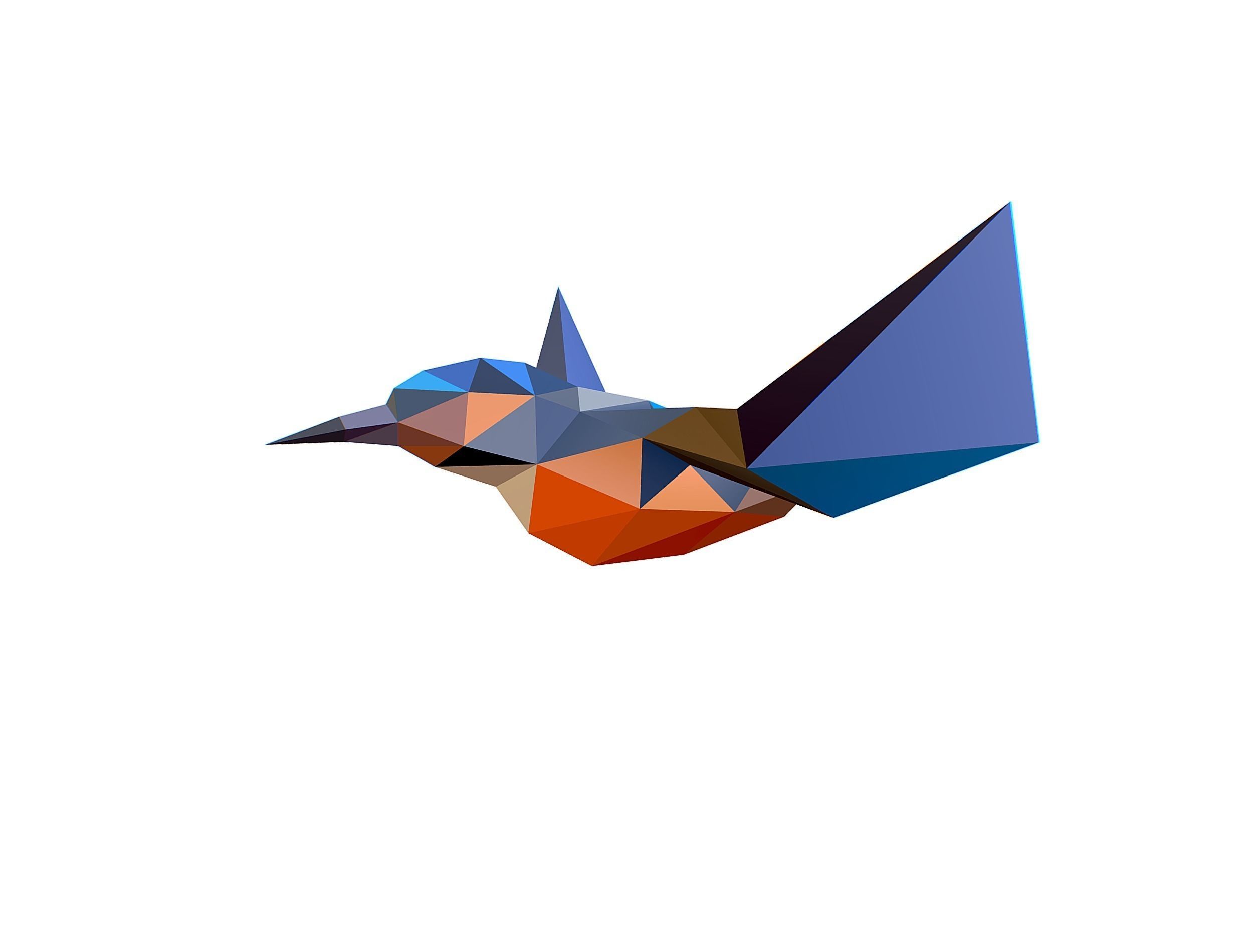Animated Kingfisher Bird Lowpoly Art Style Low-poly 3D model_2