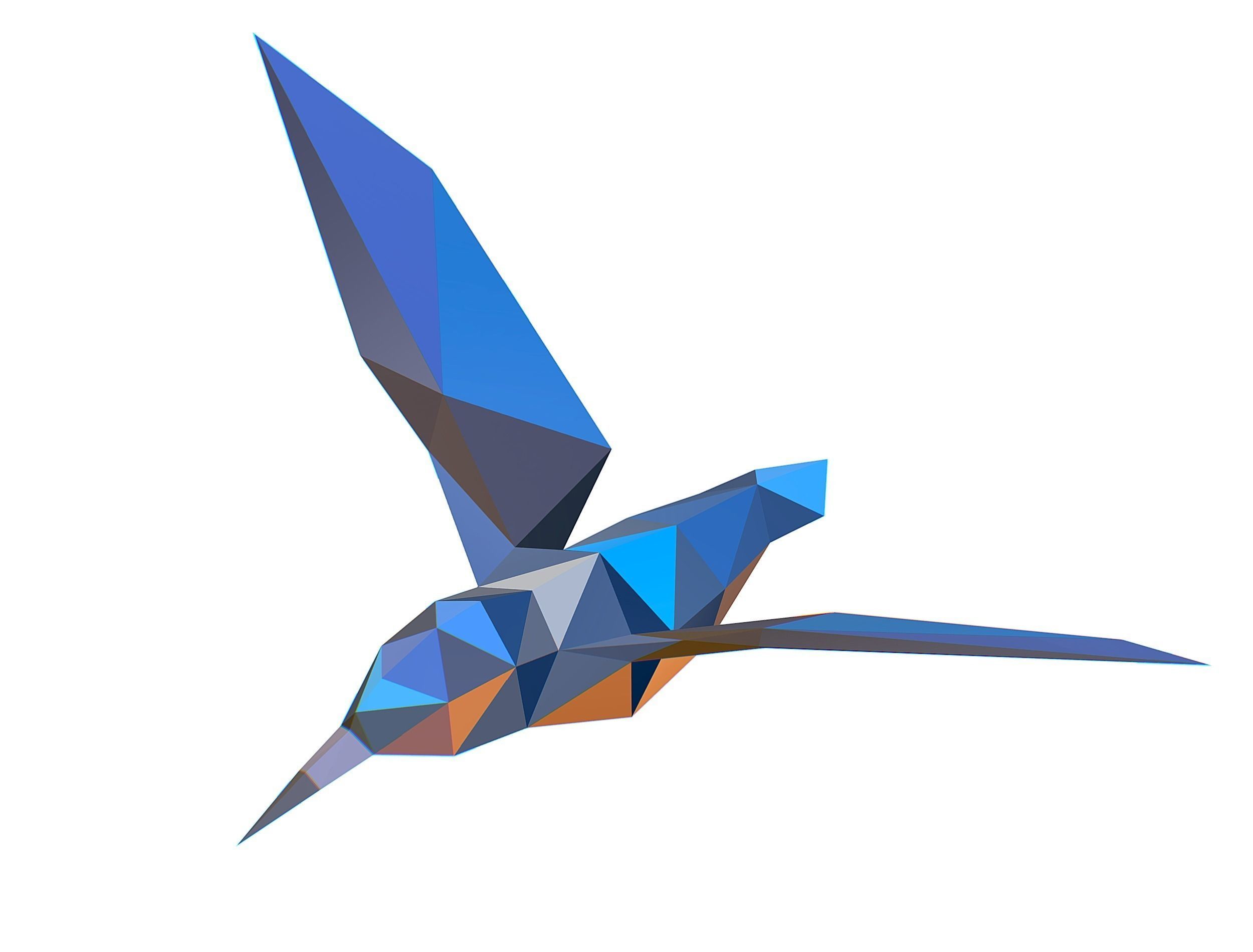 Animated Kingfisher Bird Lowpoly Art Style Low-poly 3D model_31