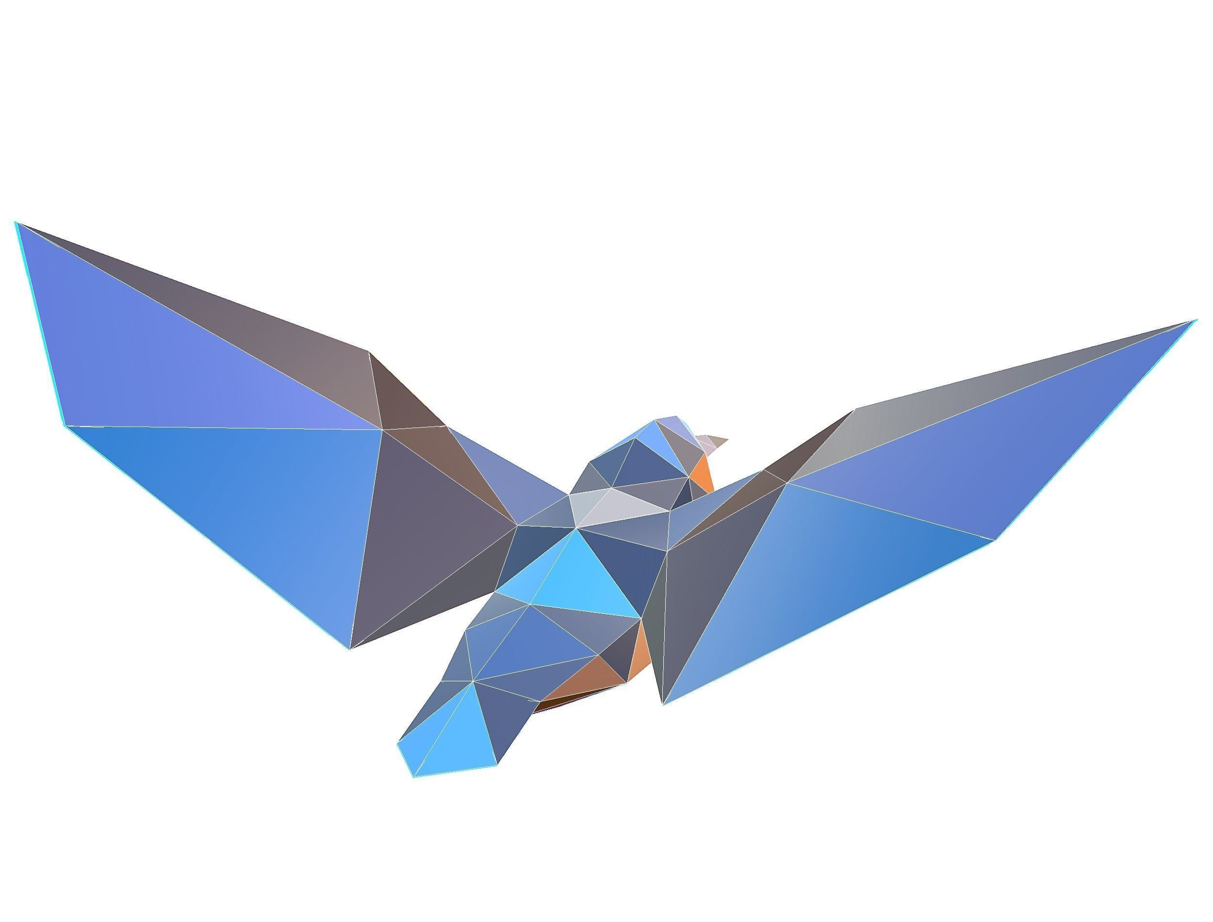 Animated Kingfisher Bird Lowpoly Art Style Low-poly 3D model_37