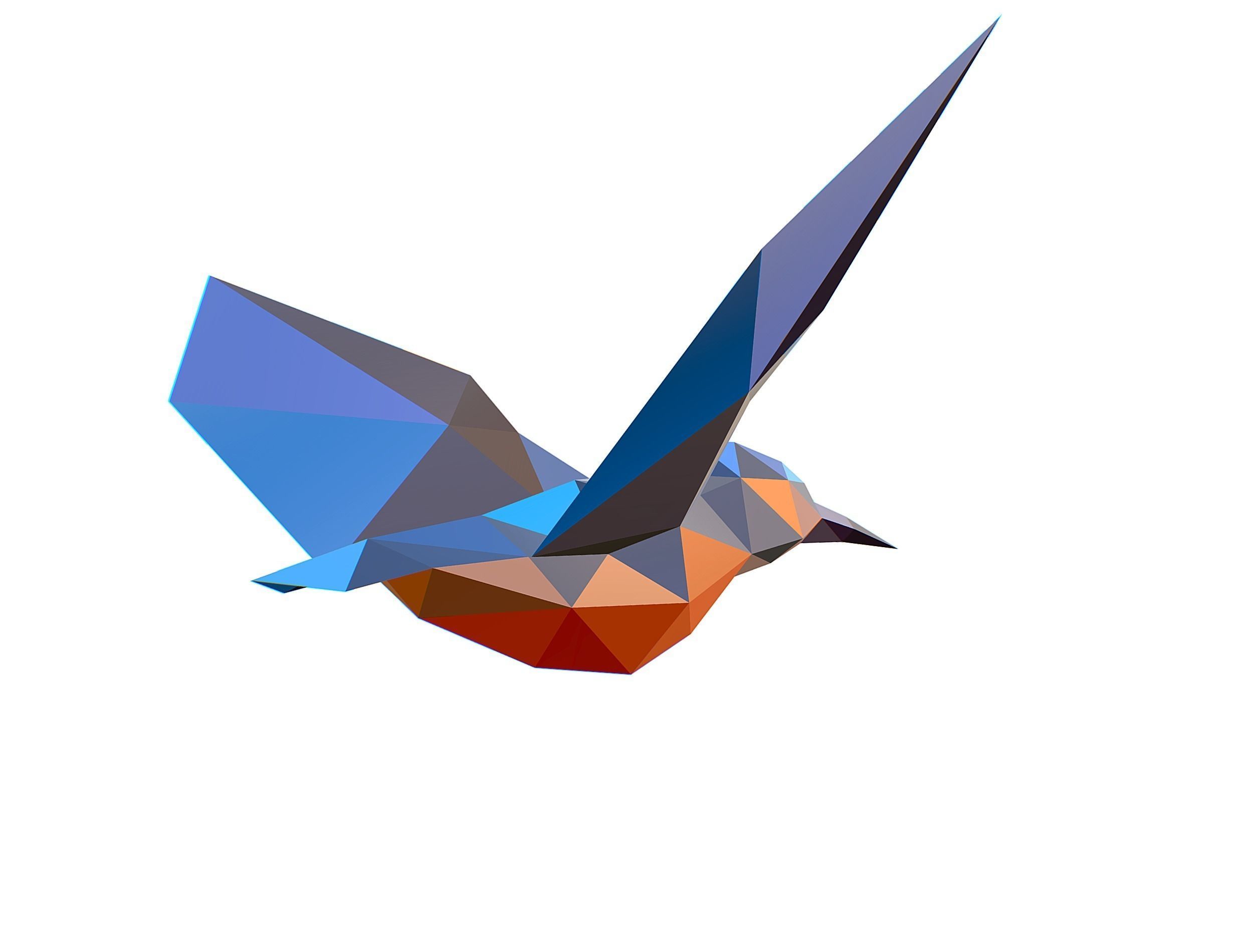 Animated Kingfisher Bird Lowpoly Art Style Low-poly 3D model_23