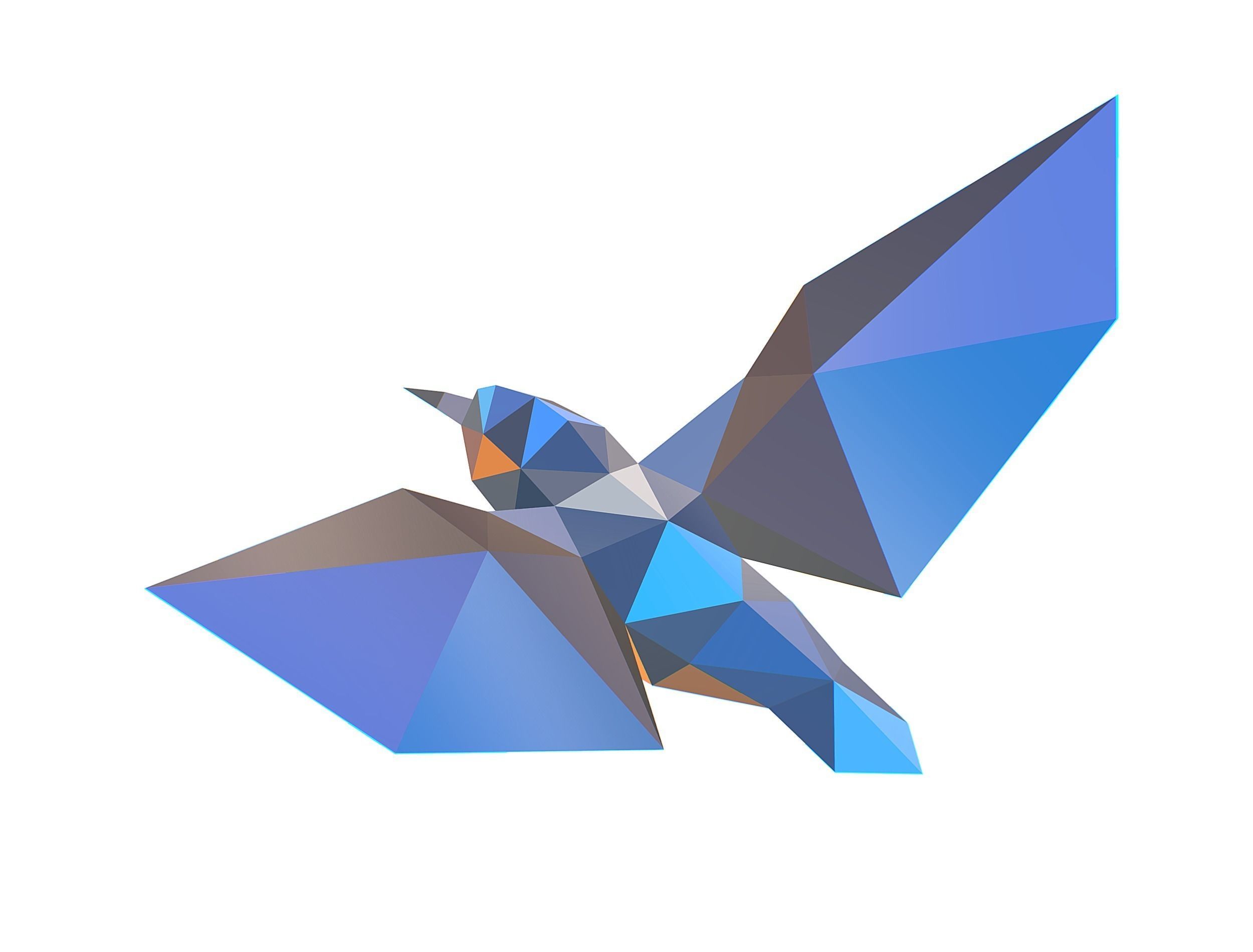 Animated Kingfisher Bird Lowpoly Art Style Low-poly 3D model_34