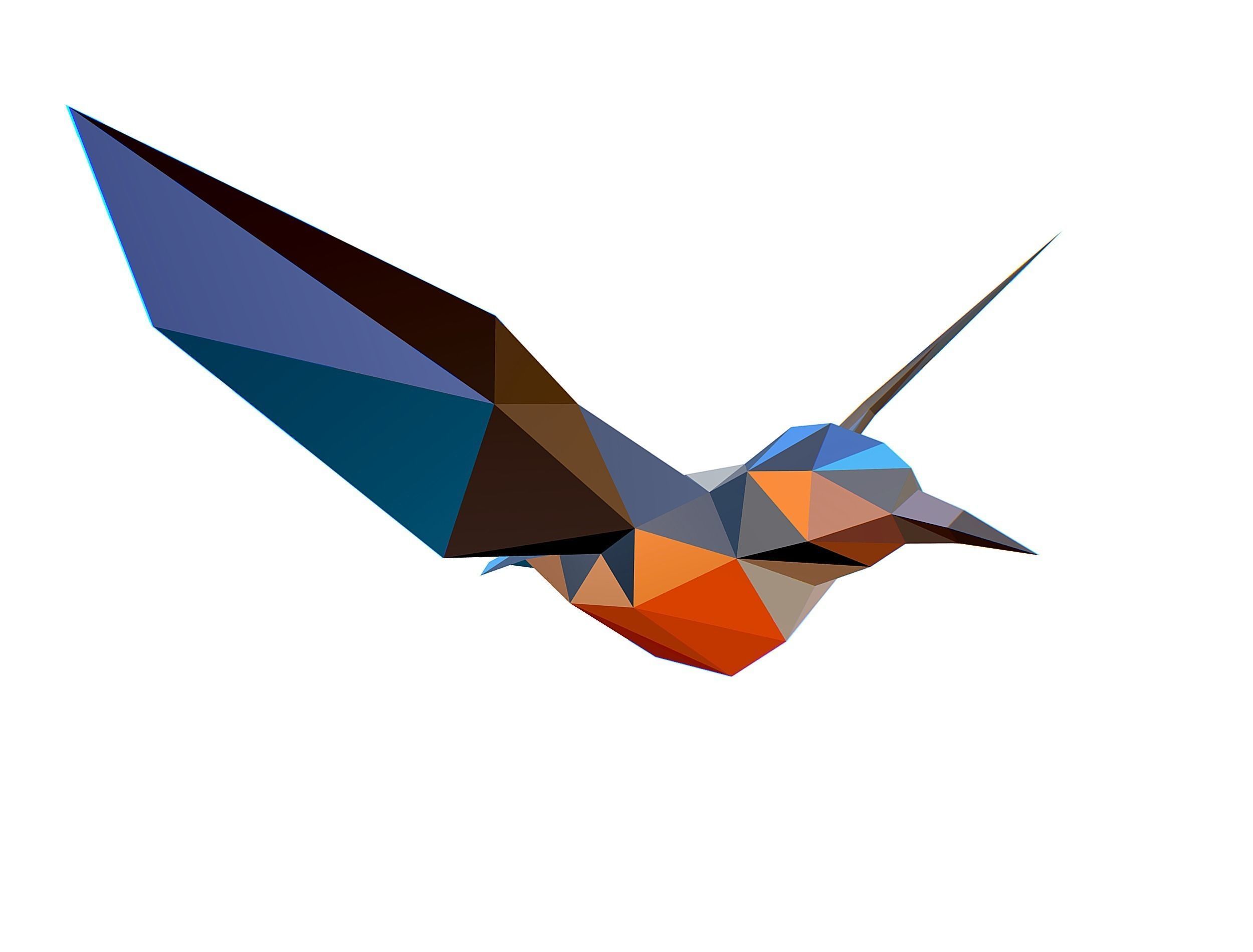 Animated Kingfisher Bird Lowpoly Art Style Low-poly 3D model_20