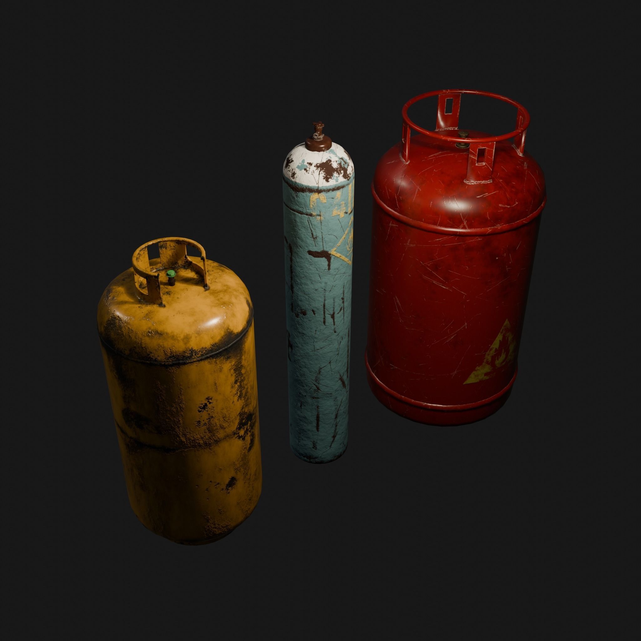 Gas Cylinders Low-poly 3D model_7