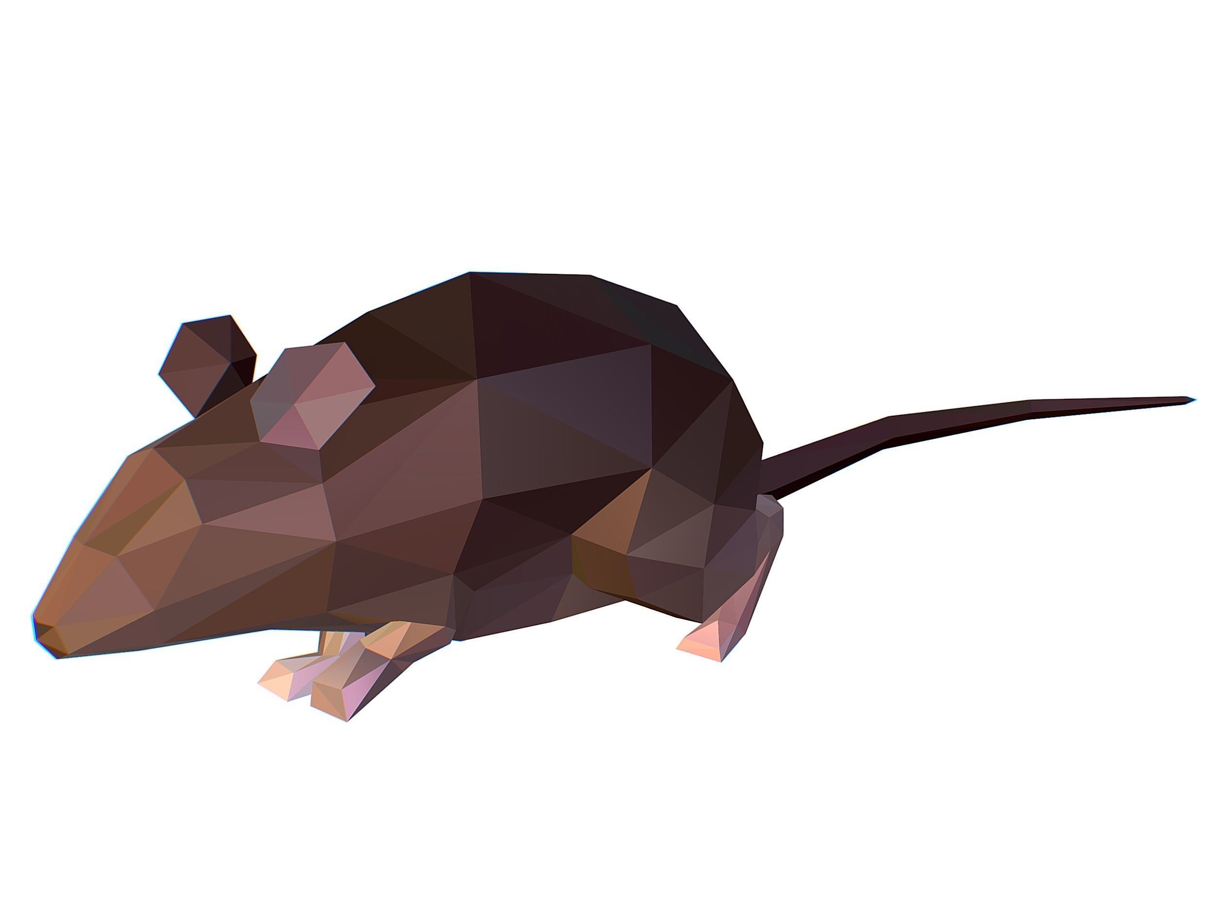 Animated Rat Mouse Lowpoly Art Style Low-poly 3D model_3