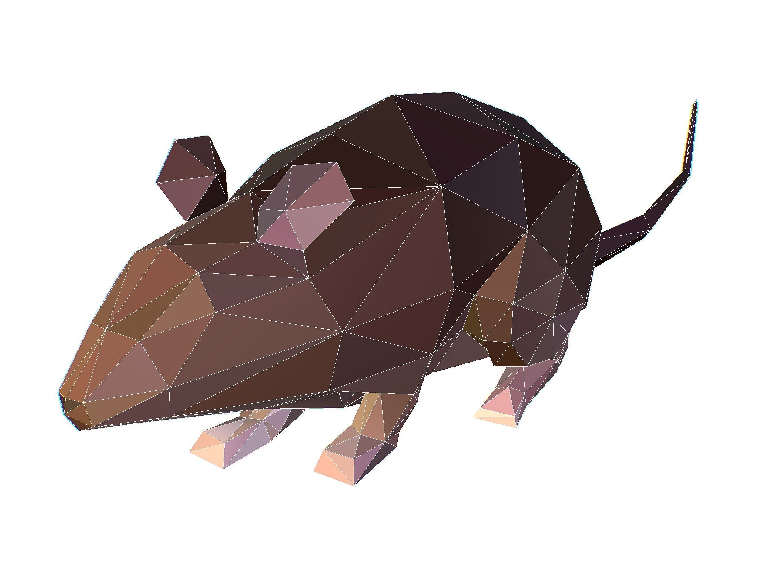 Animated Rat Mouse Lowpoly Art Style Low-poly 3D model_31