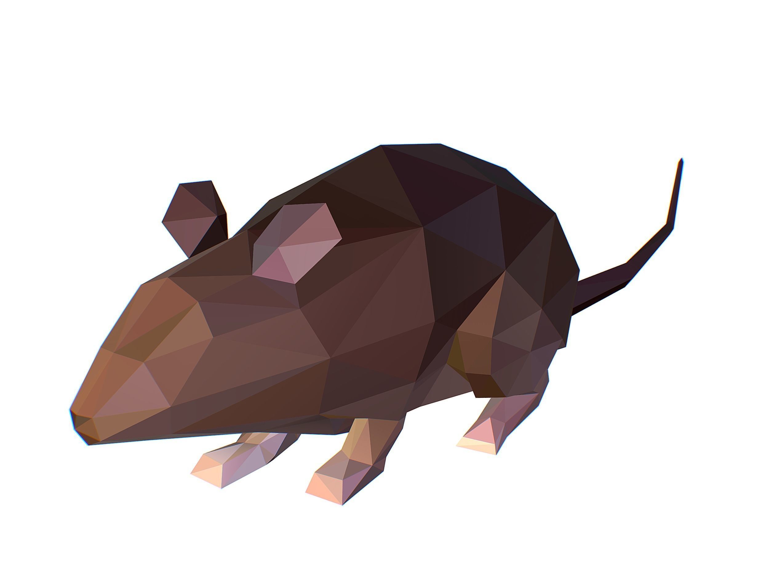 Animated Rat Mouse Lowpoly Art Style Low-poly 3D model_8