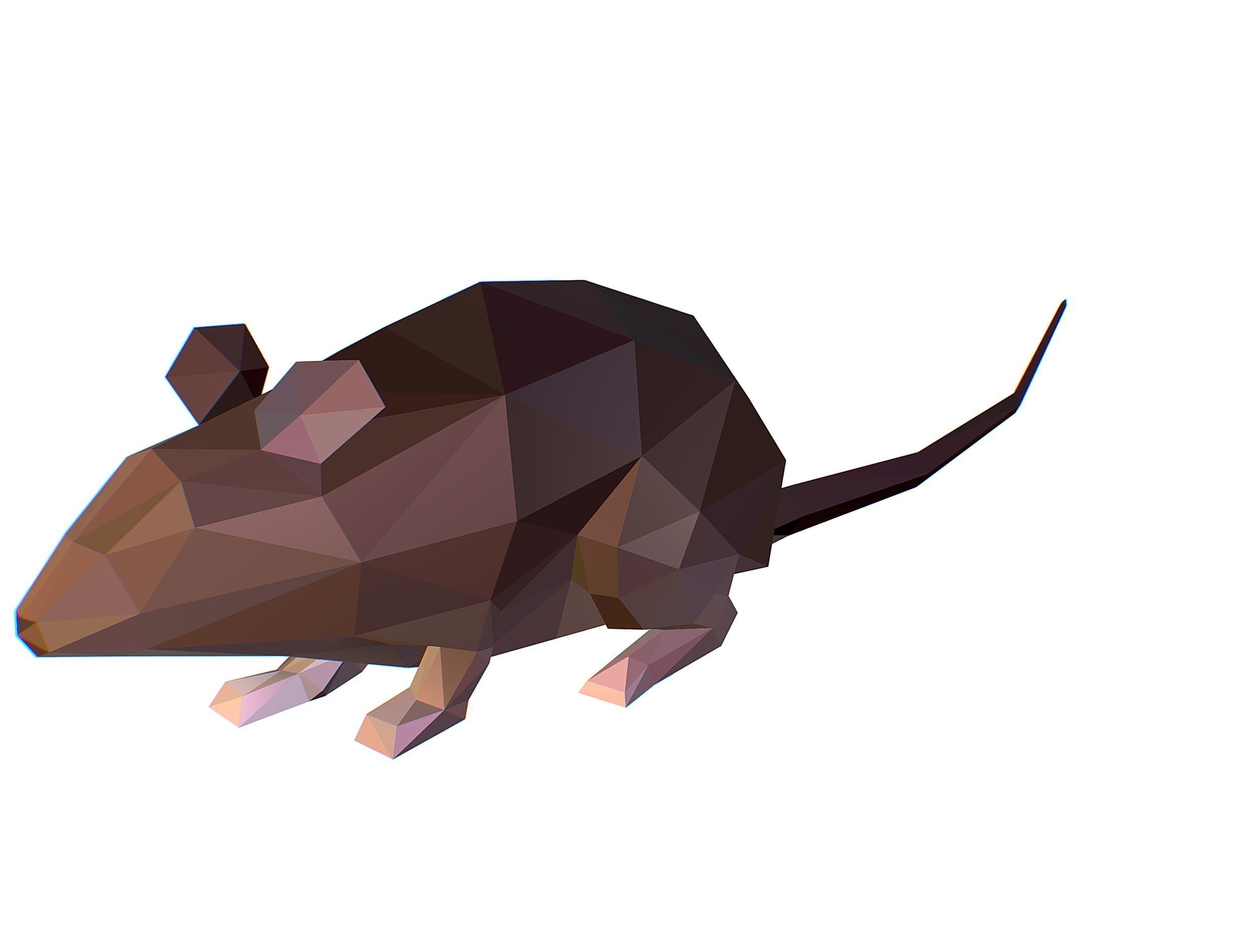 Animated Rat Mouse Lowpoly Art Style Low-poly 3D model_7
