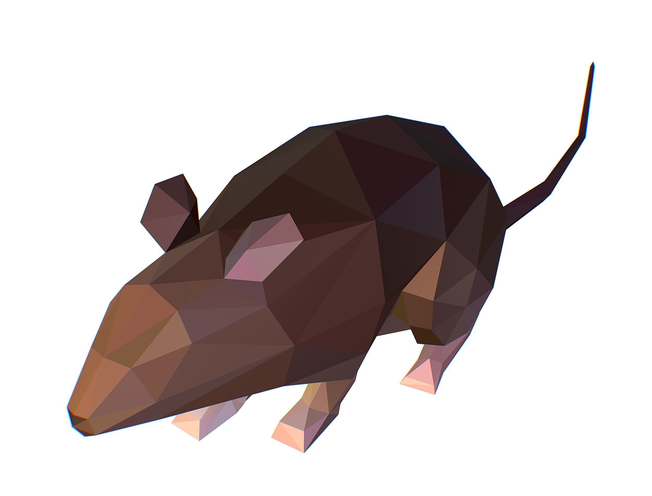 Animated Rat Mouse Lowpoly Art Style Low-poly 3D model_27