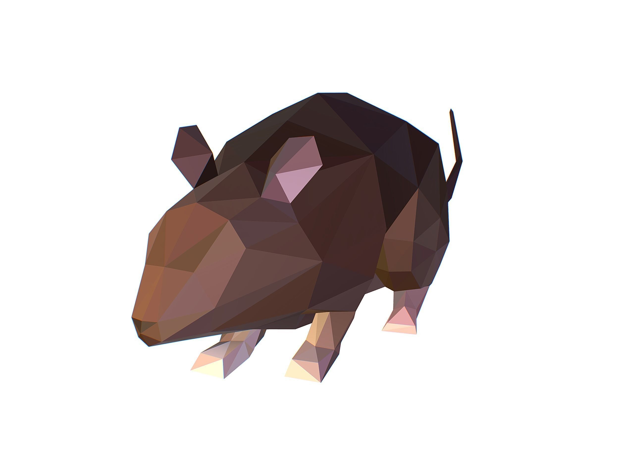 Animated Rat Mouse Lowpoly Art Style Low-poly 3D model_9